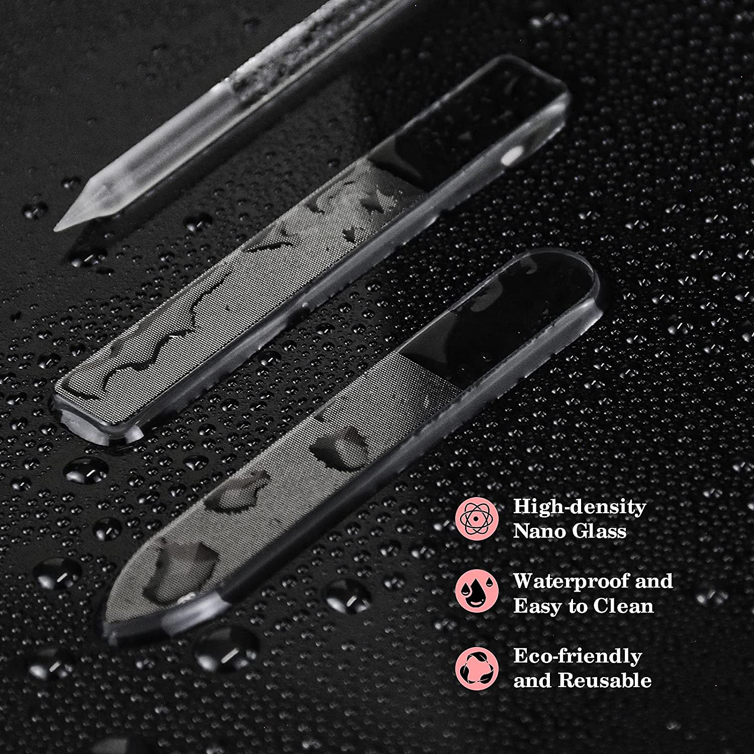 Nail File Glass Nail Buffer - 3PCS Crystal Nano Nail File and Cuticle Trimmer Double Sided Manicure Pedicure Tools Nail Kit for Women Men Acrylic Natural Nail image number 1