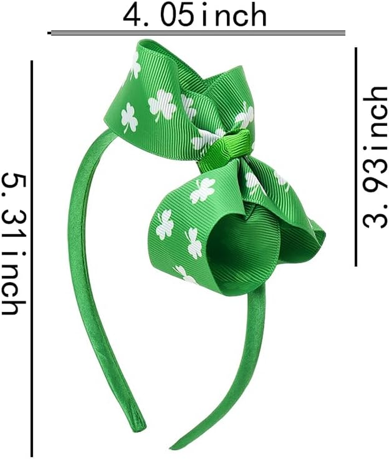 St Patrick'S Day Shamrock Headband for Girls Green Clover Hair Bow Accessories Bow-Knot Headbands Hairband Headpiece for St. Patrick'S Day Party Festival Bows for Hair image number 2