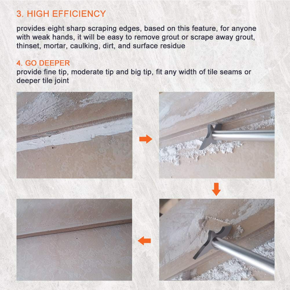 Grout Removal Tool, Caulking Removal Tool, Grout Cleaner, Scraper, Scrubber Brush, Tile Joint Cleaning Brush, Remove Grout or Cleaning for Tile Joints and Seams or Corner image number 2