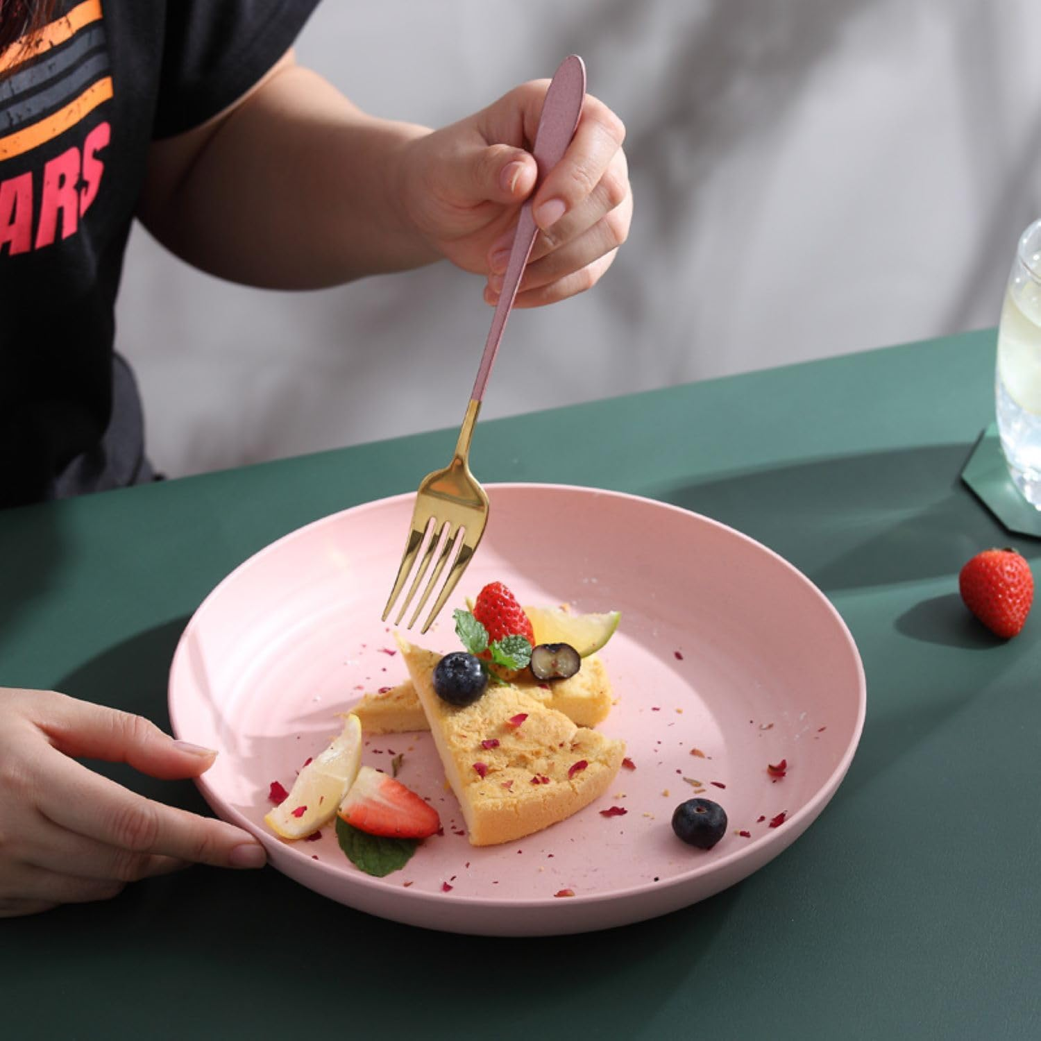 4 Pack 9.8 Inch Lightweight Wheat Straw Plates Unbreakable Dinner Dishes Plates Set Dishwasher & Microwave Safe,Reusable and Durable for Kids Adults (9.8IN 25CM) image number 3