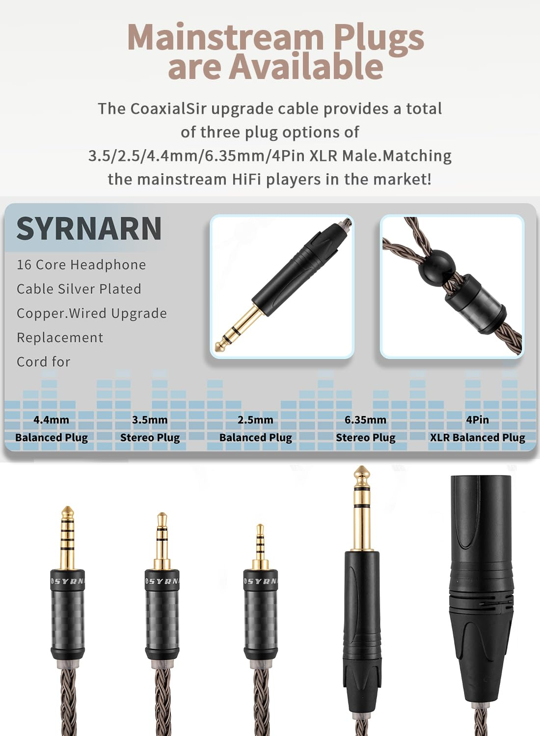 SYRNARN 4 Pin XLR Balanced Headphone Cable Compatible with Sennheiser Hd800S HD800 Hd820S HD820 HD8XX Dharma D1000 16 Core Upgrade Replacement Cord (With 4 Pin XLR Balanced, 1.5Meters/5Ft) image number 5