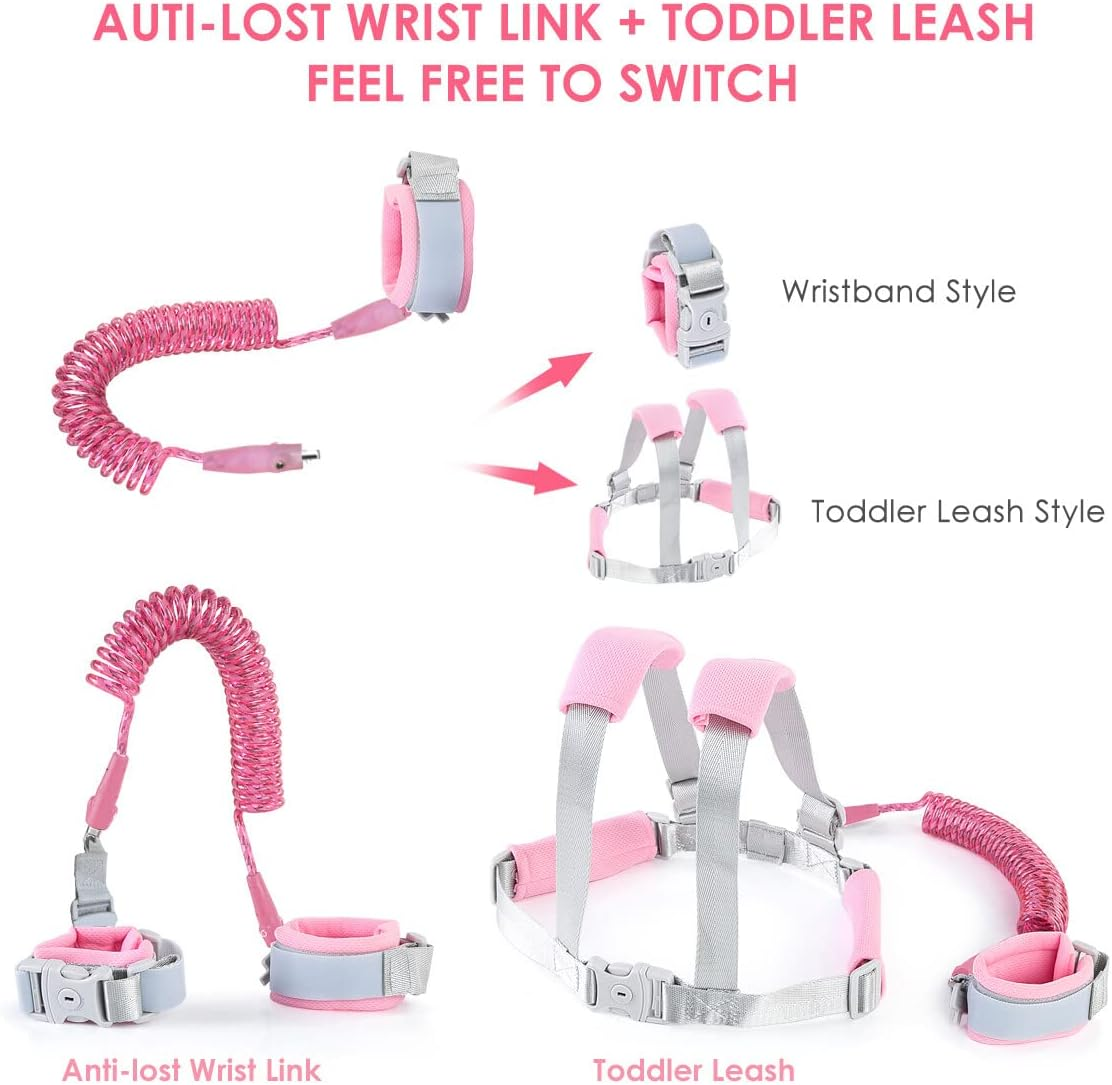 Yuehuam Toddler Leash & Harness for Girls Child Safety Wristband Leash anti Lost Wrist Link for Toddlers Reflective Kid Harness with Leash Walking Leash with Lock image number 1