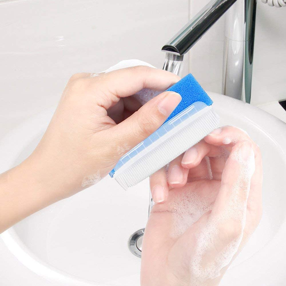 Baby Bath Sponges Soft Foam Sensory Scrubber with Cradle Cap Bristle Brush - Body, Hair, and Scalp Cleaning - Gentle on Infant, Toddler Sensitive Skin - Great Sensory Feel (12Pack) image number 5