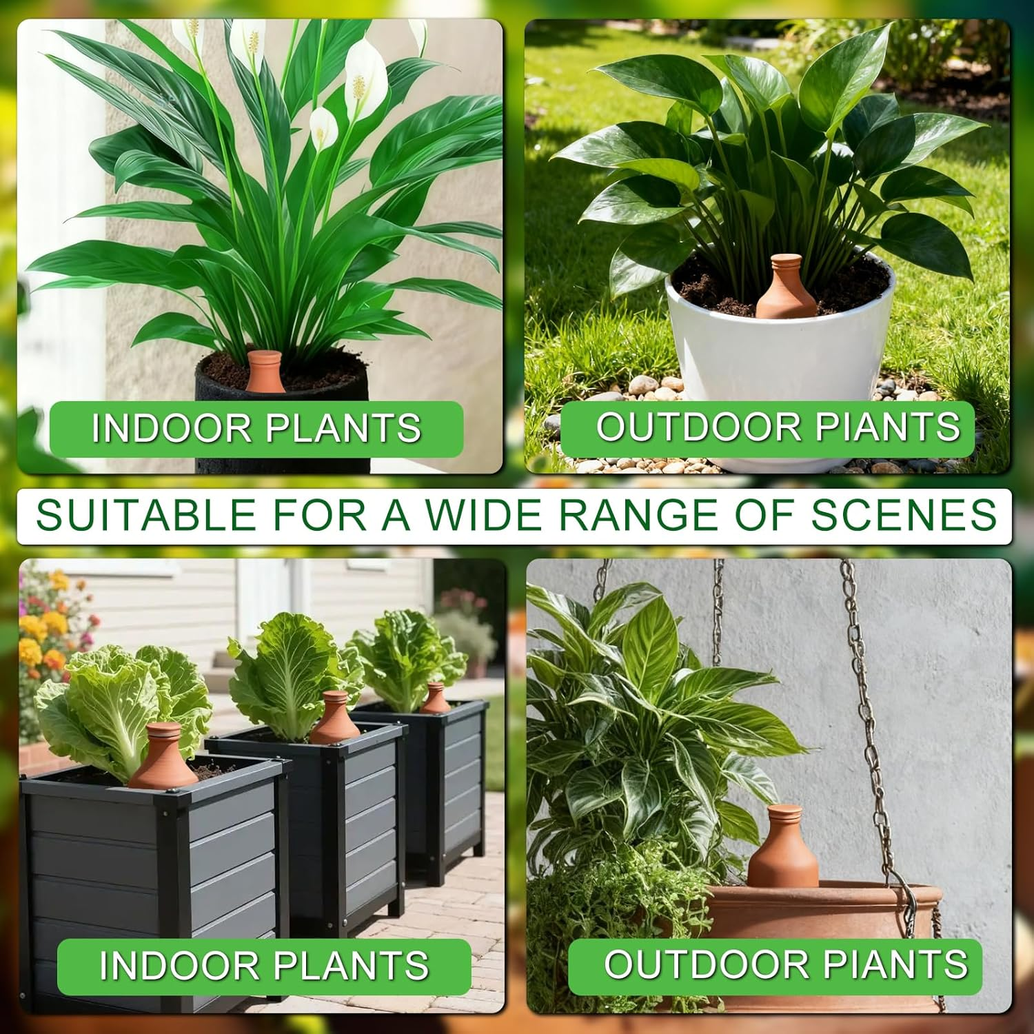 800Ml(27Oz) Self Watering Terracotta Pots 4 Pack, Ollas Plants Watering Devices with Pottery Stopper, Auto Plant Waterer for Garden Slow Release Plant Watering Spikes for Vacation Outdoor Indoor image number 5