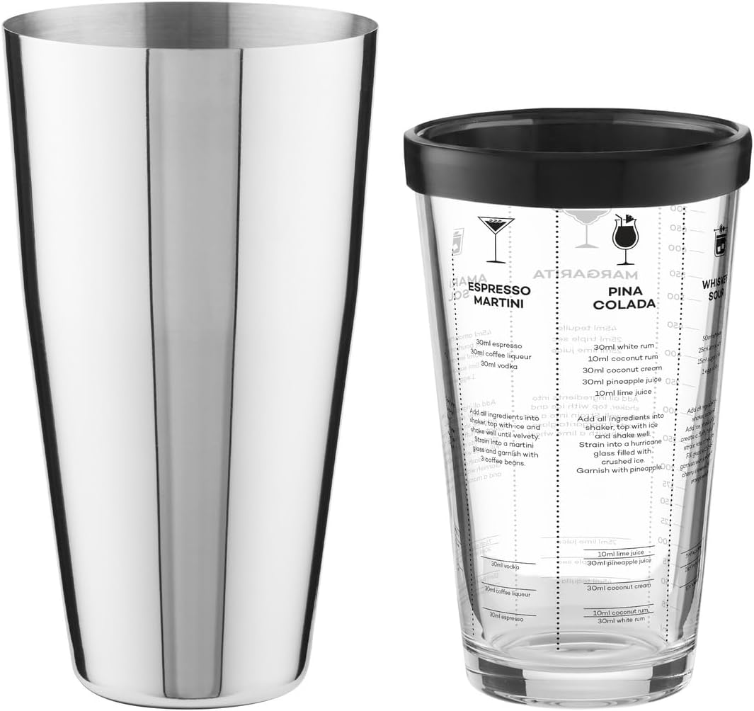 Maxwell & Williams Cocktail & Co Boston Cocktail Recipe Shaker 400ML Gift Boxed image number 1