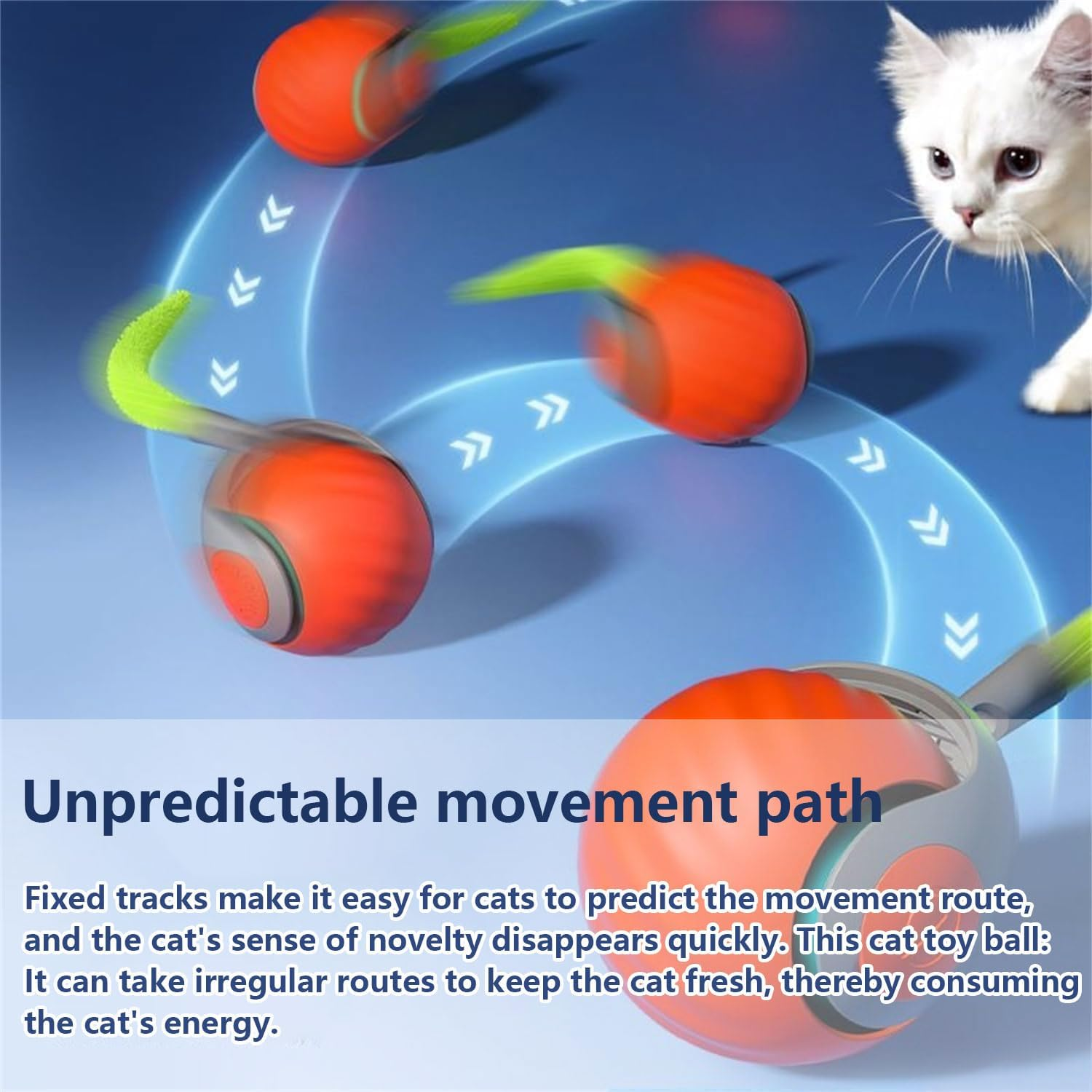TKINRIC 2PCS New Interactive Rolling Cat Toy Ball,Interactive Cat Ball Toys for Indoor,360&deg; Smart Automatic Rolling Electric Dog Ball with USB Rechargeable(Red&Blue) image number 1