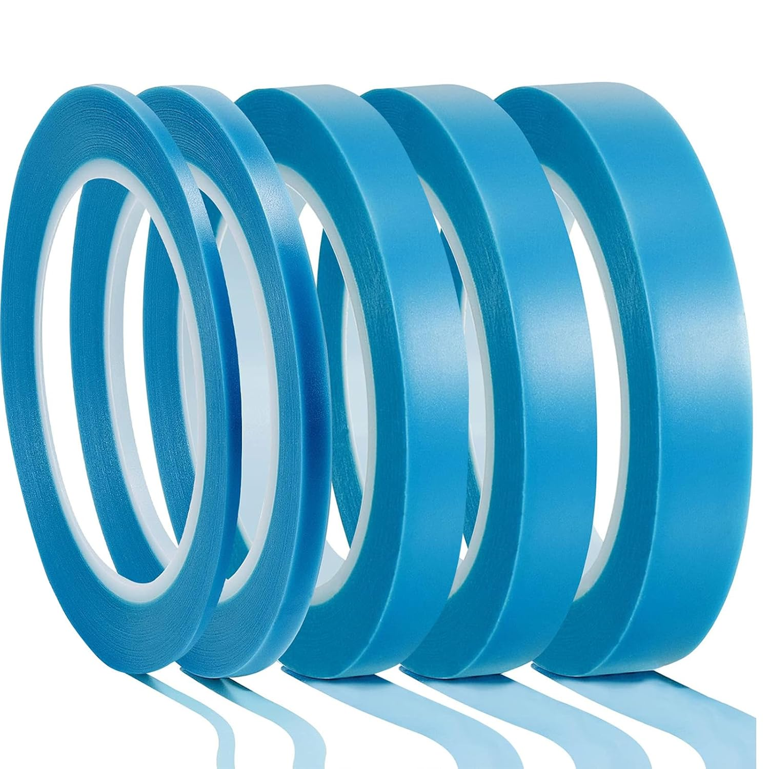 MAEZOE 5 Rolls Vinyl Pinstripe Tapes, Automotive Masking Painter Tapes 1/8, 1/4, 2/5, 1/2, 3/4 Inch Width, 33M Length, Thin Automotive Masking Tape for DIY Car Auto Paint Art