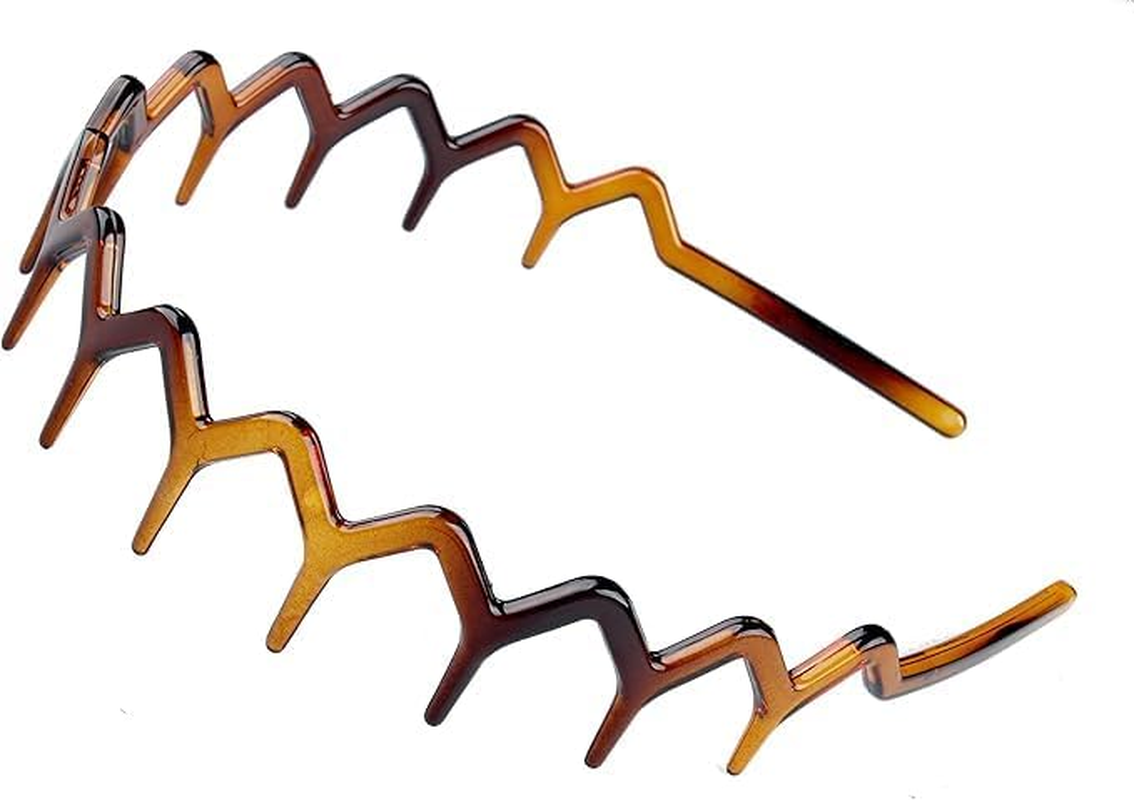 Set of 2 Zig Zag Black Plastic Sharks Tooth Hair Comb Headband image number 1