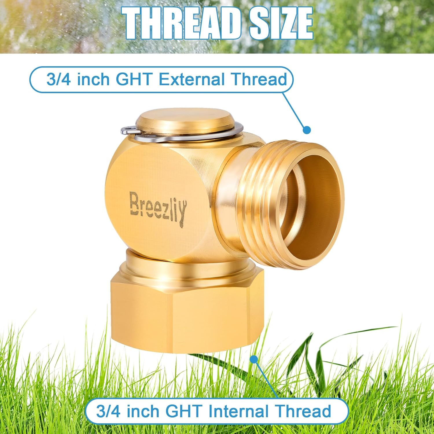 Garden Hose Swivel Elbow Connector 90 Degree Solid Brass Pipe Fittings,Brass Replacement Part Swivel,Hose Kink Protector（1Pc） image number 1