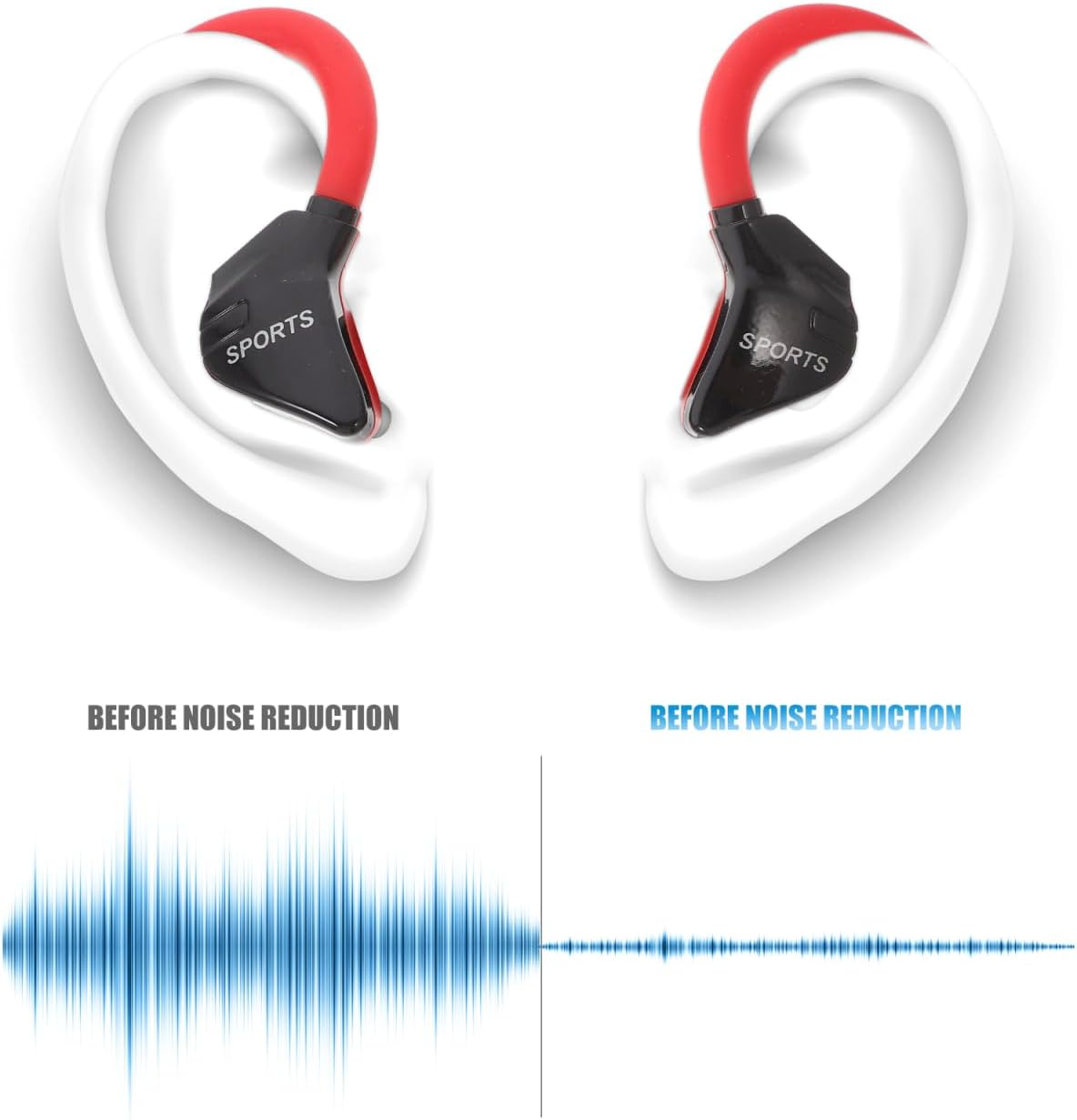 Hemobllo 3.5Mm Wired Aluminum Hanging Earphones with Mic for Sports Running Training Comfortable Red image number 4