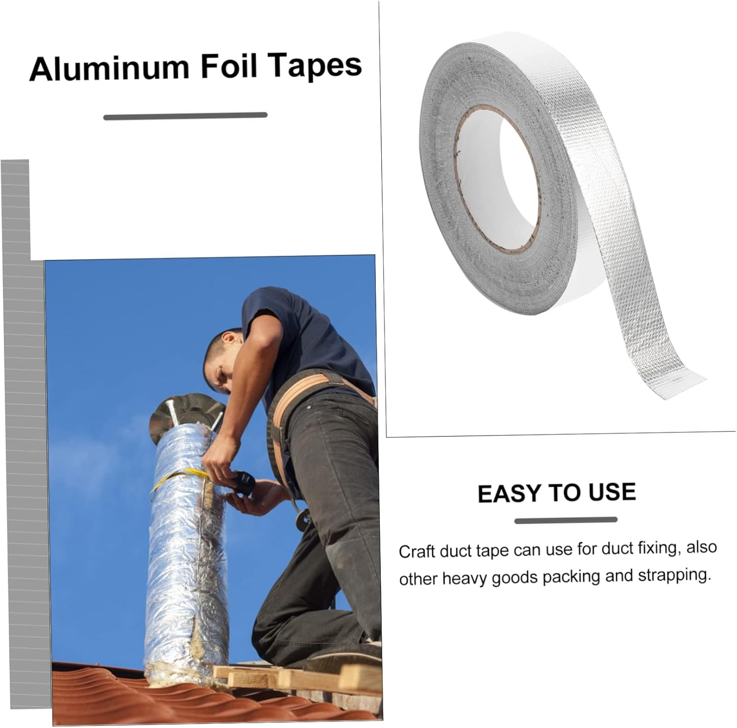 Healvian Waterproof High-Temperature Aluminum Foil Tape 3Cm Wide 50M Long Sturdy Adhesive Sealing Repair Tape for Ducts and Pipes image number 3