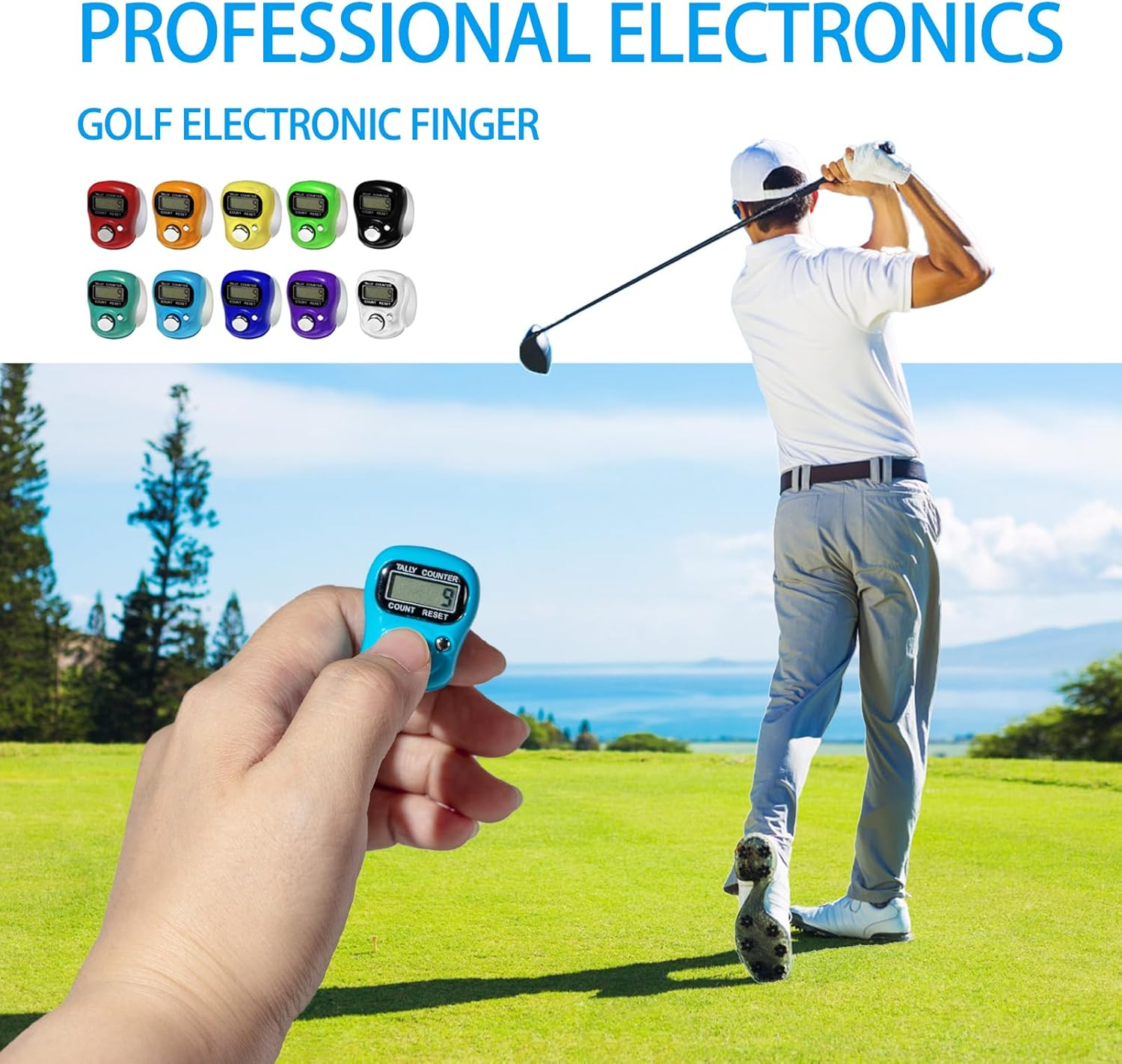 10 Pcs Electronic Finger Counter, Resettable Mini LCD Display with 4 Digit Memory and Comfortable Adjustable Strap, Ideal for Chanting Knitting Golf Scoring Coaching Fishing Daily Tracking image number 5