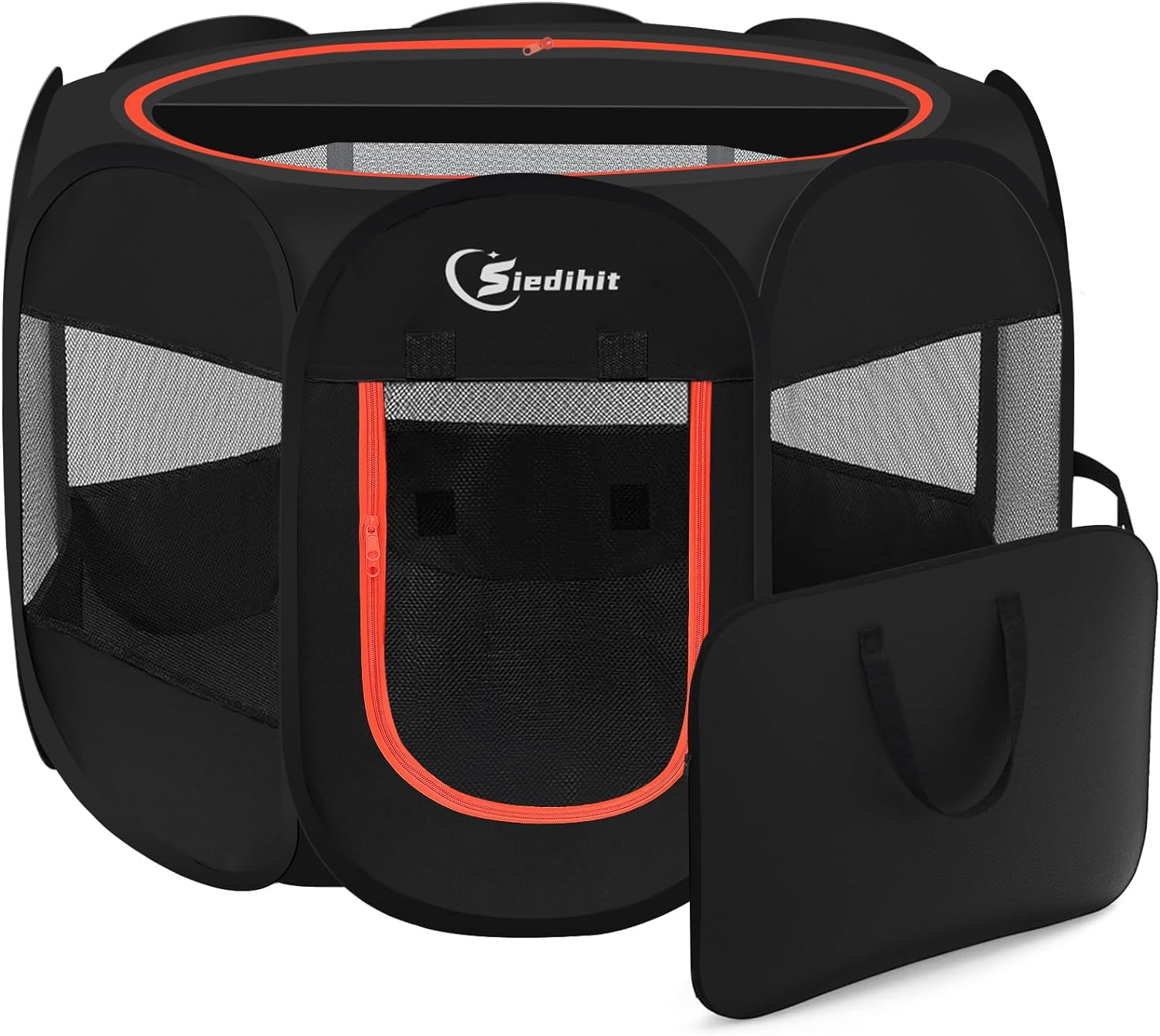 Dog Playpen with Washable Pee Pad, Puppy Pet Cat Playpen Small Dogs Tent Crate Indoor/Outdoor, Portable Pop up Kennel with Carrying Case for Cats/Rabbits(Grey (29" X 29" X 17") with Pad)