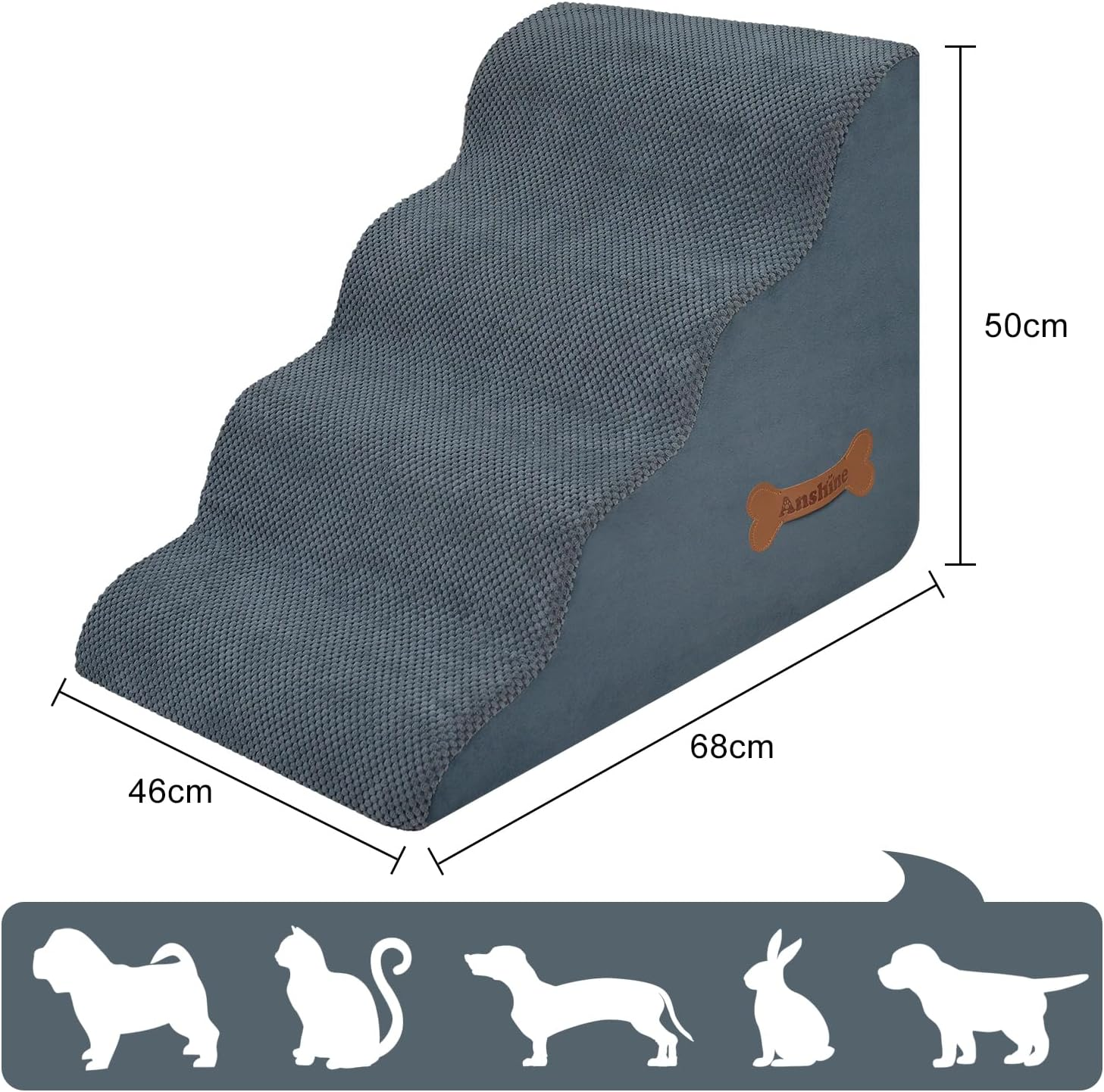 Anshine Dog Stairs and Ramp, 4 Tiers Non-Slip Pet Ramp for Small & Large Dogs, Dog Stairs for High Beds & Outdoor Steps Portable Pet Ramp for Safe Access image number 3