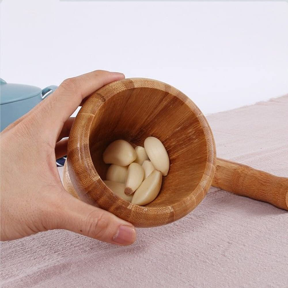 Tignapoo Mortar and Pestle Set Big Manual Garlic Spices Large Mortar Pestle Pepper Minced Tool Durable Lightweight Garlic Mills Mixing Pot Herb Pepper Grinder image number 3