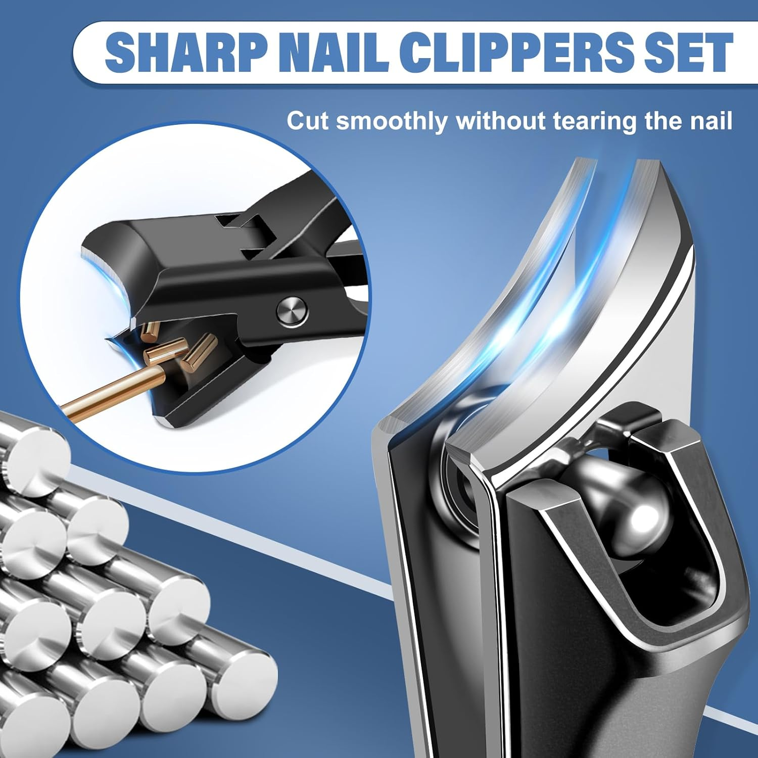 Slanted Nail Clippers for Men, Popular Wide Jaw Nail Clippers with Catcher, Sharp Ingrown Toenail Clippers with Slanted Curved Blade, Wide Opening anti Splash German Nail Clipper Fingernail image number 2