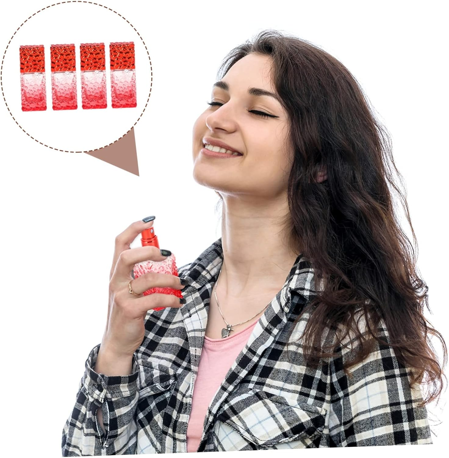 Mikinona Glass Perfume Spray Bottle 4 Pack 27Ml Refillable Perfume Dispenser for Travel and Daily Use Red image number 2