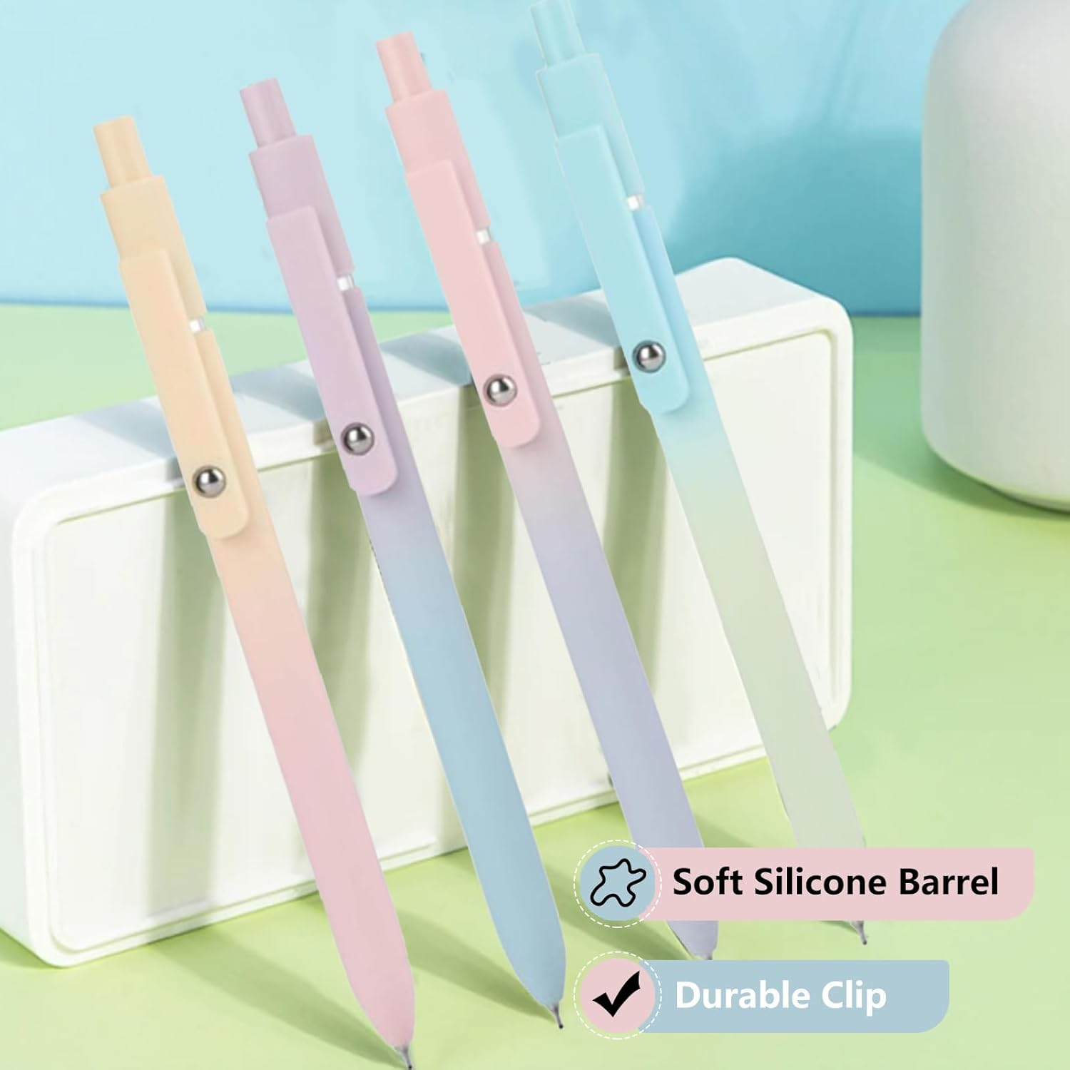 5 Pcs Colored Retractable Gel Pens, Gradient Color Pens, Colored Gel Ink Pens, Fine Point Smooth Writing Pens, Fast Dry Gel Pens 0.5 Mm Black Ink for Journaling Note Taking School Office Home image number 3