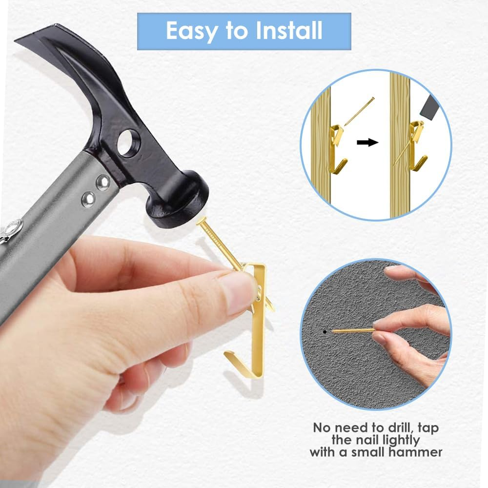 WOTOW Picture Hooks, 220 Pieces Multifunctional Picture Hanging Kits, Various Heavy Duty Picture Frame Hooks with Nails, Screw D-Rings and Zigzag Hooks for Picture Frame Fixing image number 2