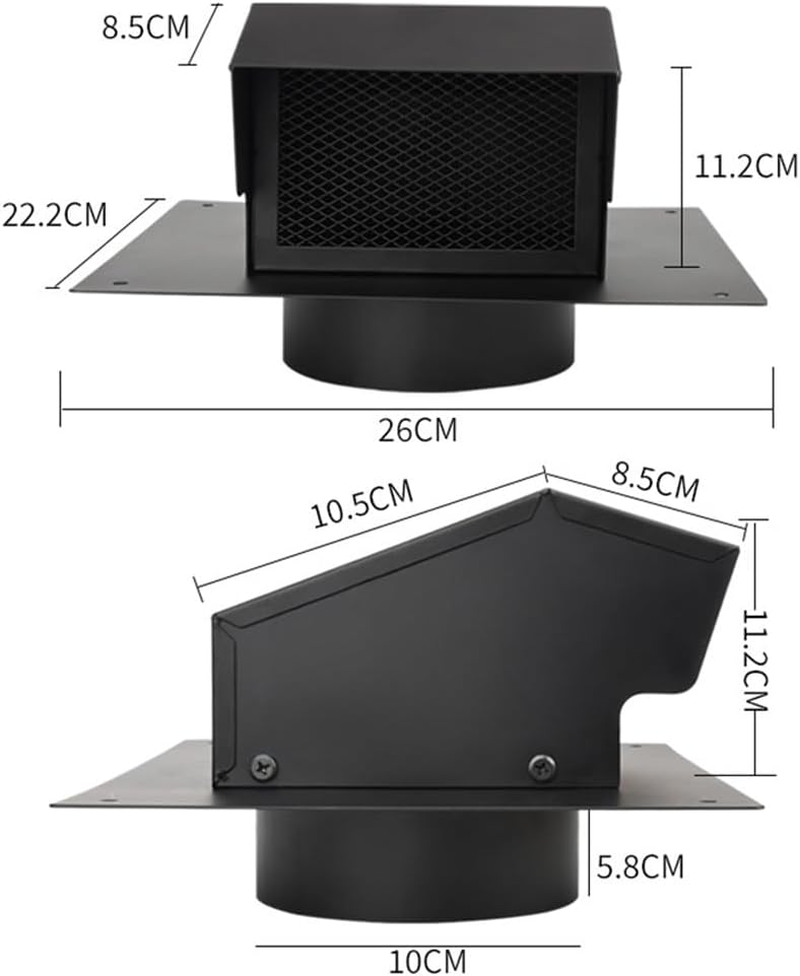 Roof Vent Cap,4 Inch Roof Exhaust Vent,Removable Roofs Vent,Rainproof and Snowproof,For Ventilation System-With Damper image number 1
