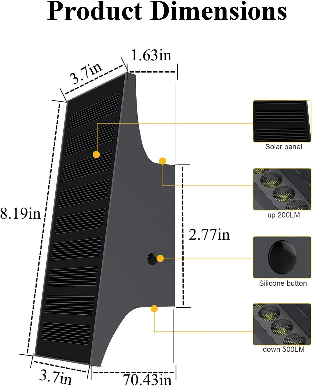 SOTTLOT Solar Sconce Lights Outdoor, Dimmable Solar Wall Lights up and Down, 3000K 700LM Solars Lights Outdoor IP65 Waterproof for Yard Fence Patio Garage Porch, 2Pcs image number 5