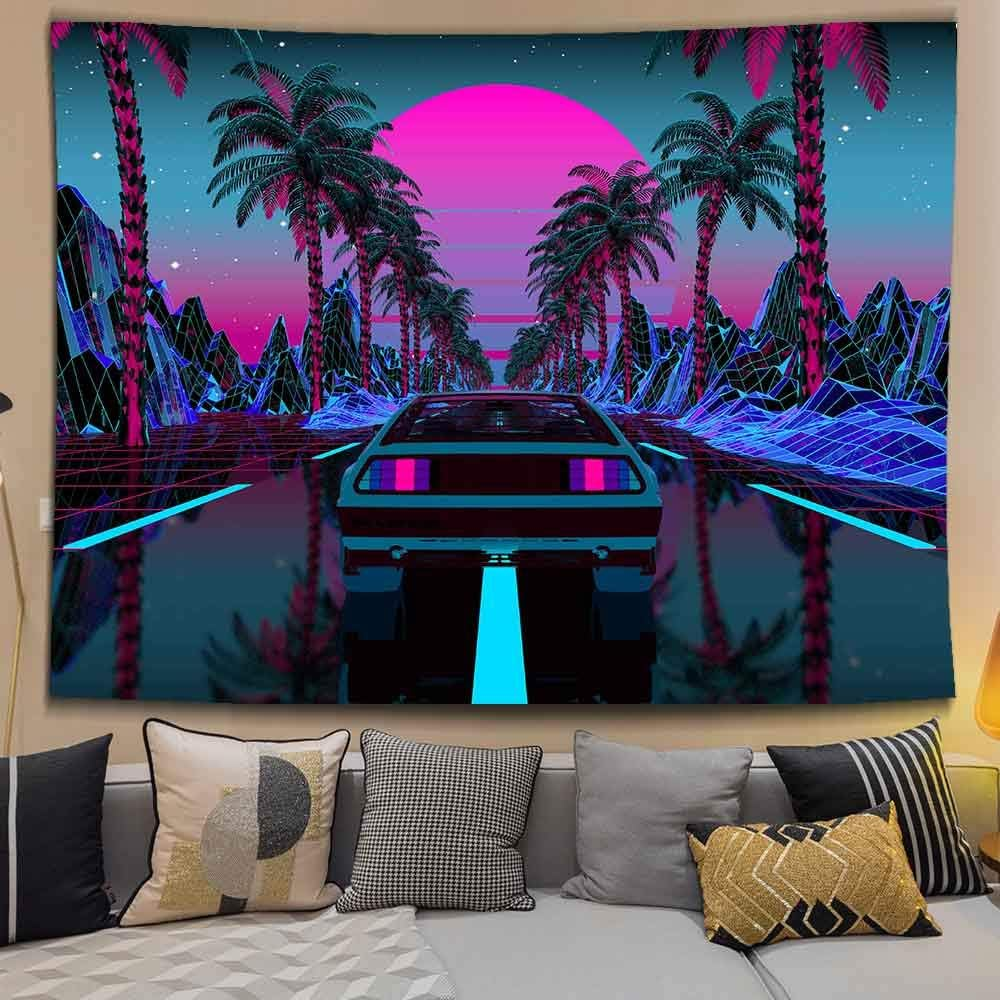 Car Tapestry 1980S Science Fiction Super Sports Car Tapestry Forest Road Tapestry Suitable for Home Decoration Art for Bedroom Living Room GTLTIE582 image number 6