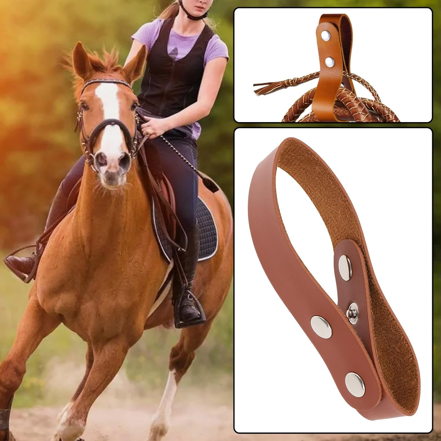 Be in Your Mind 2Pcs Halloween Leather Whip Holstes Accessories 1.18 X 5.5 Inches Belt Whips Holder Bullwhip Whip Loop for Horse Riding Whips and Crops Belt - Black image number 6