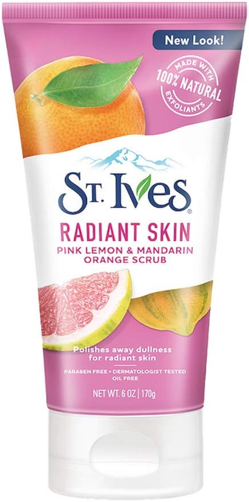 St. Ives Radiant Skin Face Scrub for Dull Skin Pink Lemon and Mandarin Orange Dermatologist-Tested Face Wash Scrub with 100 Percent Natural Exfoliants 6 Oz image number 4