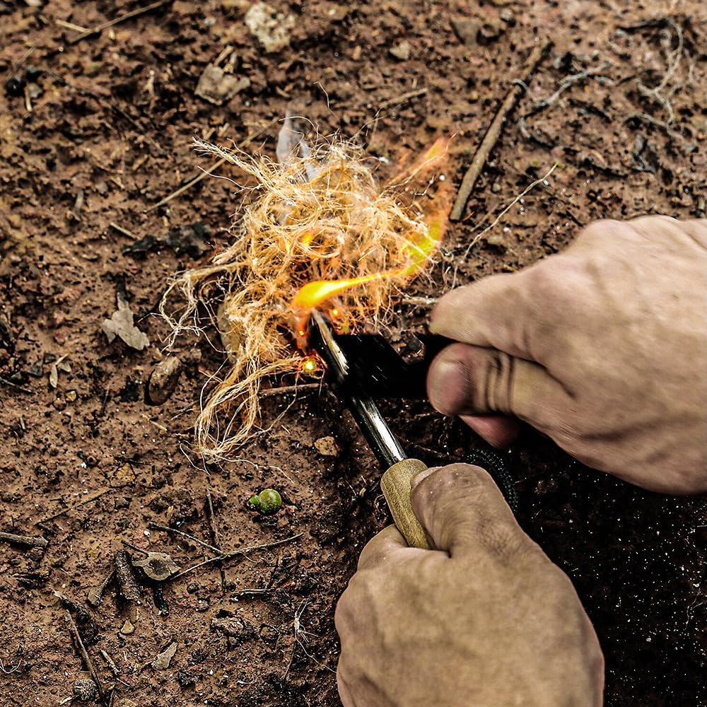 4 Packs Tinder Rope Natural Wood Fiber Tinder Fire Starter - Emergency, Survival, Campfire Tinder - Non-Toxic, Quick Fire Tab Flint and Steel for Outdoor, Backpacking, Camping, Fishing image number 2