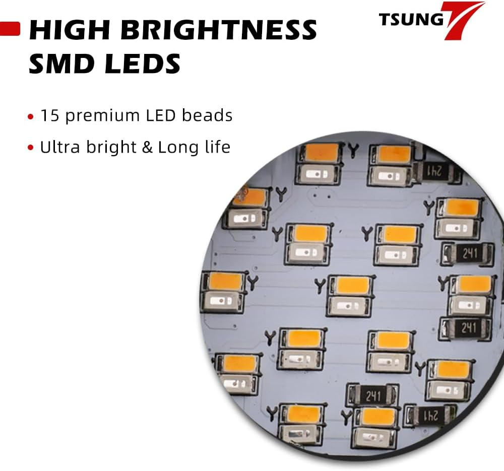 TSUNG 2PCS Motorcycle Rear Turn Signals LED Bullet SMD Blinkers Brake Tail Light Amber Red Indicators for Cruiser Chopper Bobber Cafe Racer Street Bike (SMD Led-4Wire Black) - Smd Led-3Wire Black image number 6