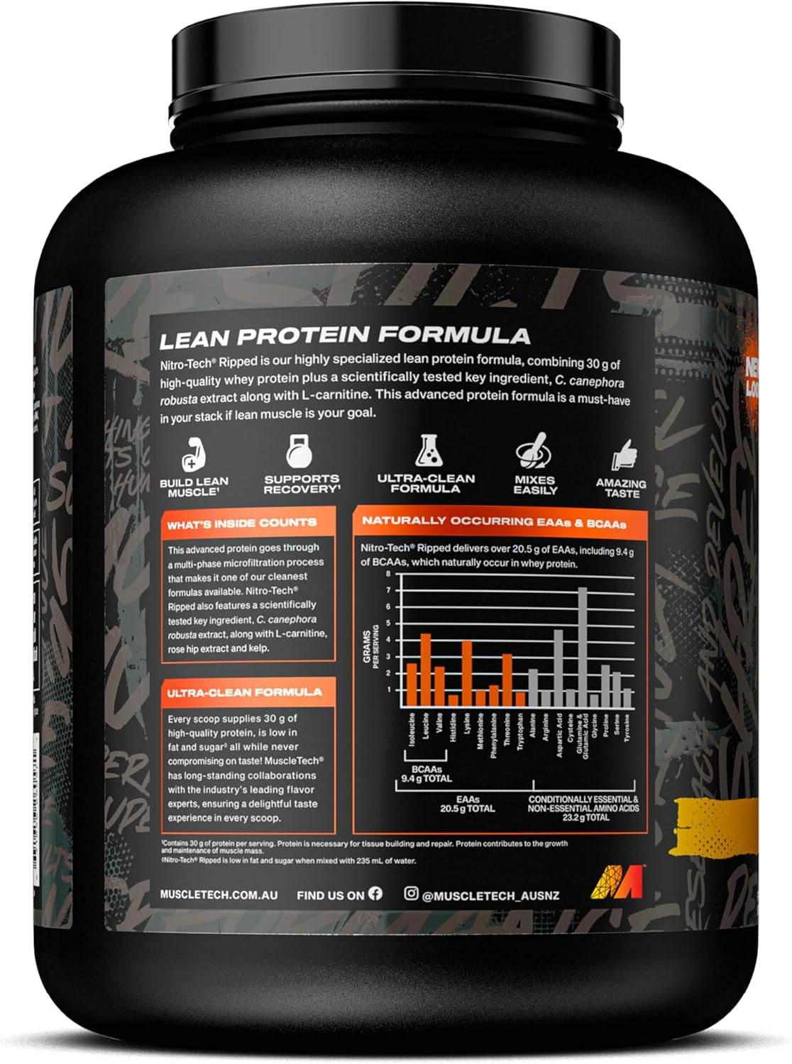 Muscletech Nitro Tech Ripped Vanilla Cream Flavoured Protein Powder 1.81 Kg image number 1