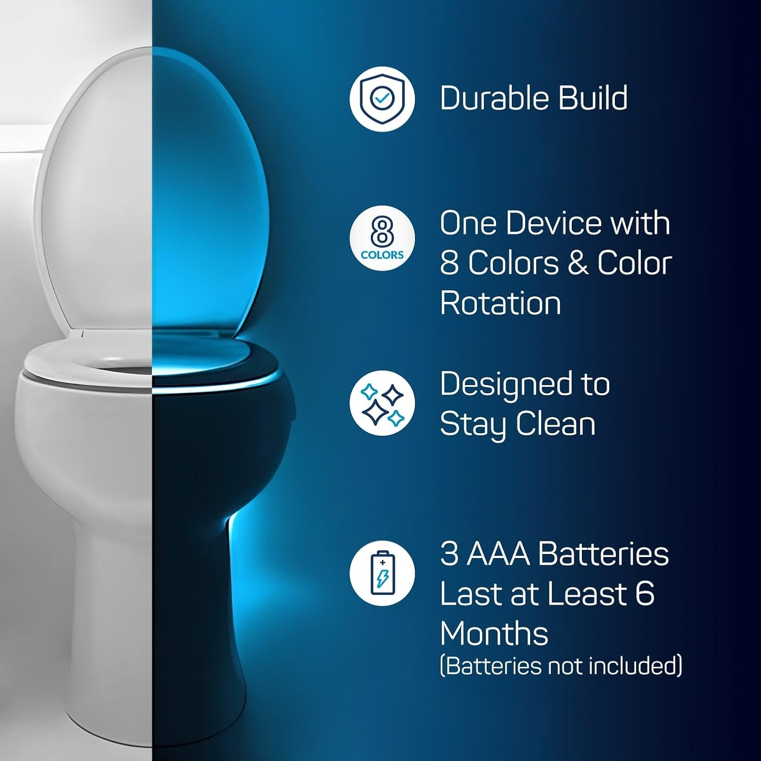 Original Toilet Night Light - Motion Sensor Activated LED - 9 Color Modes Including Blue - Light up Your Toilet Seat