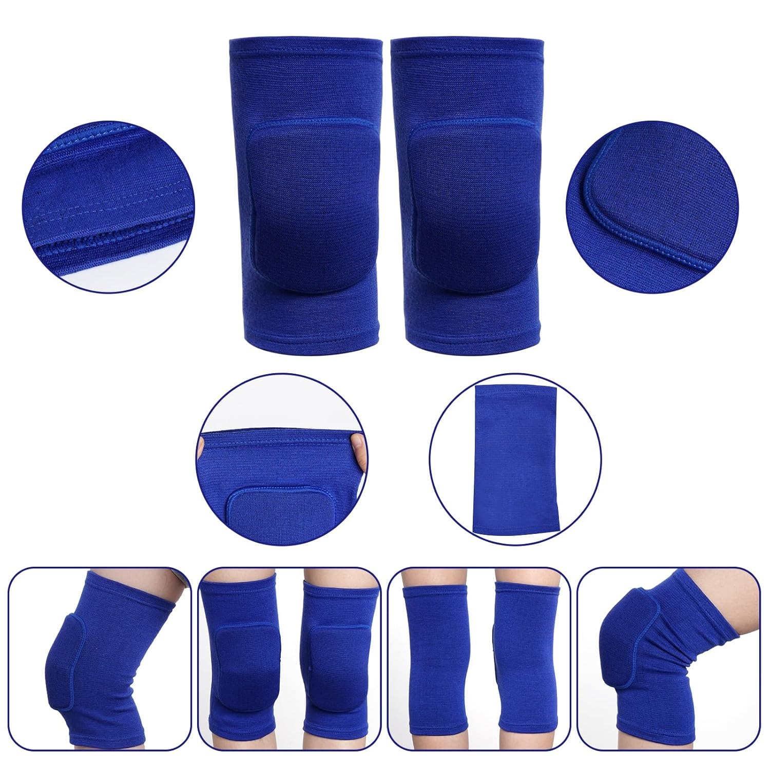 Obmwang 2 Pieces Volleyball Accessories Including Volleyball Knee Pads and Arm Sleeves with Protection Pads and Thumb Hole for Women Girls Teens (Blue) image number 6