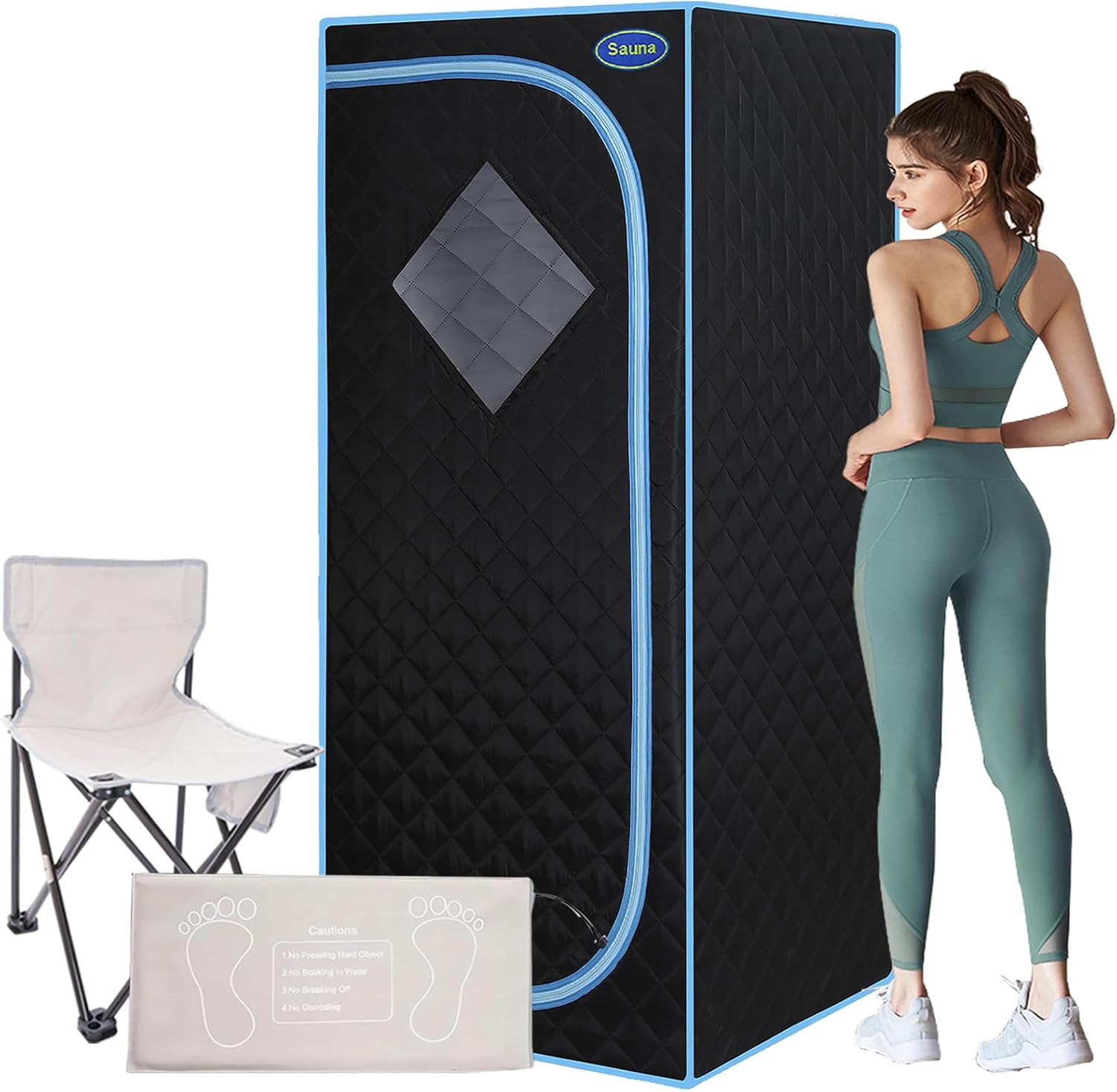 Infrared Sauna,Portable Infrared Sauna for Home Spa,With Heated Feet and Portable Chair with Timed and Adjustable Temperature Settings for Reduce Stress Fatigue Indoor Sauna(Black) image number 5