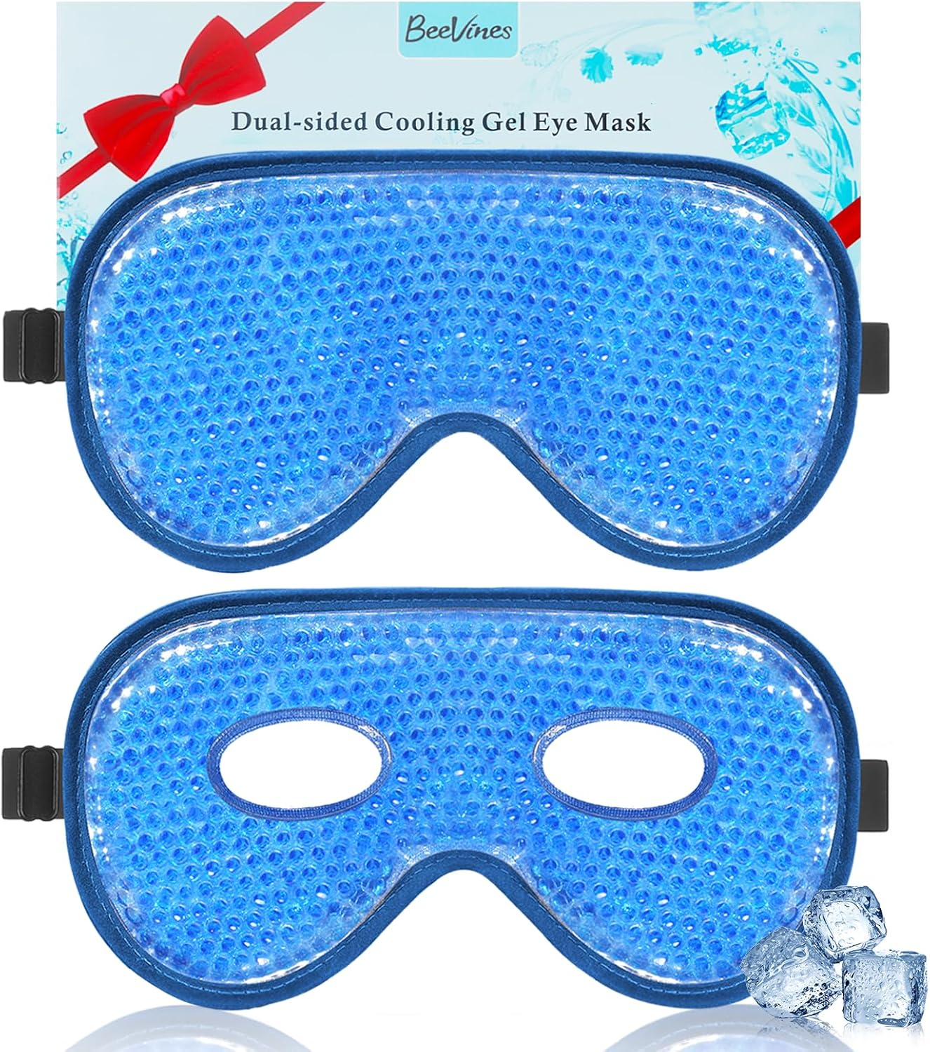 Beevines Ice Eye Mask, 2 Pack XL Jumbo Size Cooling Freezer Gel Eye Masks for Puffy Eyes Face, Frozen Cold & Warm Compress, Ice Pack for Post Eye Surgery, Puffiness & Allergies Treatment image number 3