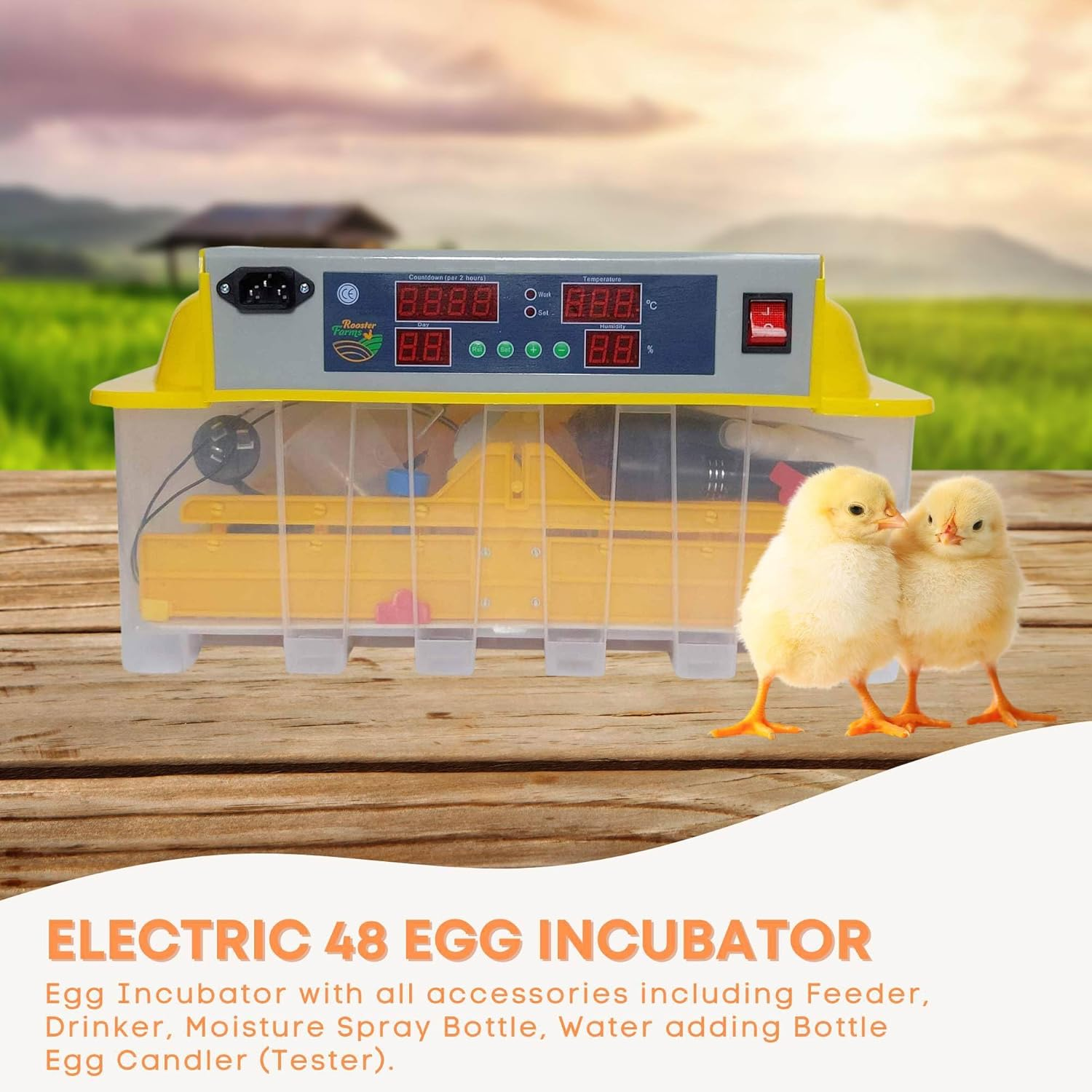 Electric 48 Egg Incubator + Accessories Hatching Eggs Chicken Quail Duck image number 2