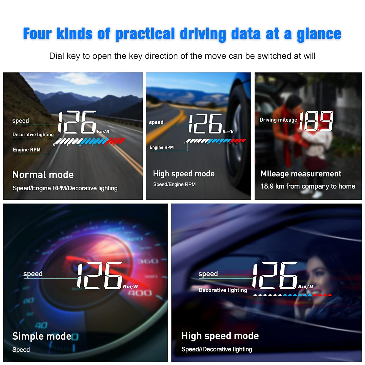 Car HUD Head up Display M7, OBD/GPS Smart Gauge, Driving Speed, Engine RPM, Voltage, Water Temperature, Etc.., Works Great for All Cars (M7) image number 1