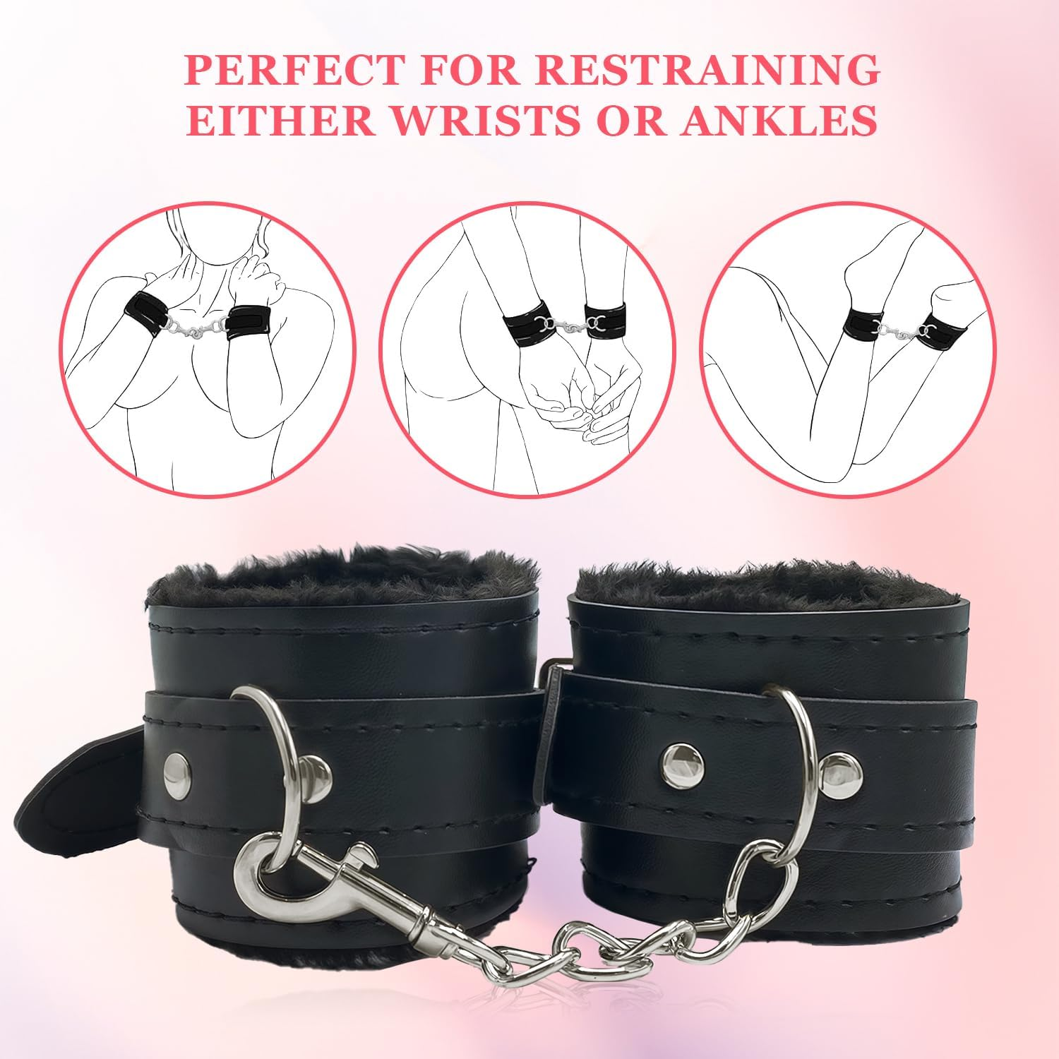 Adjustable Handcuffs Ankle Bracelets,Restraint Set Toy Eco Friendly Gift, Training Bed Set