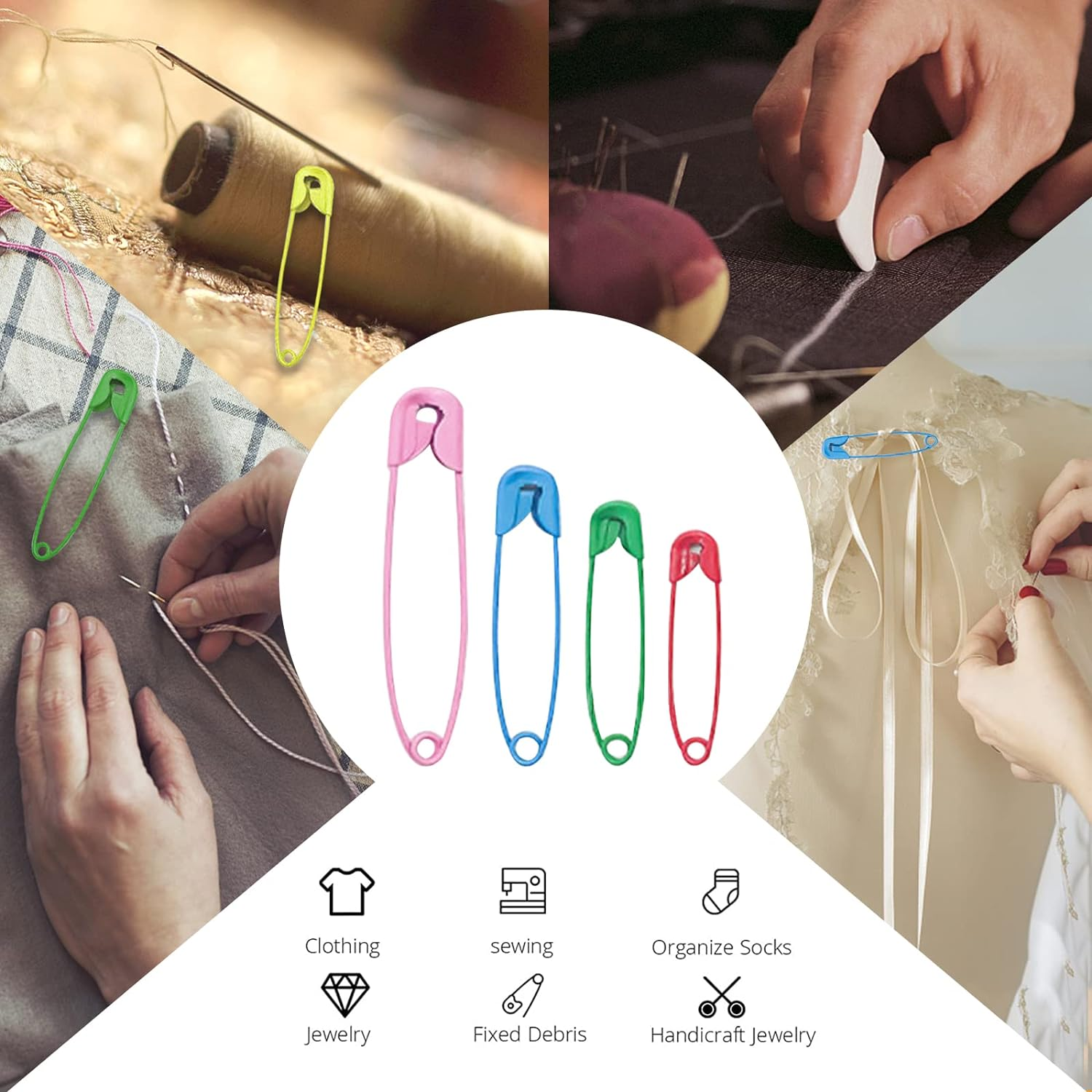 130 Colored Mini Metal Safety Pins with Storage Box, 4 Sizes (28Mm, 32Mm, 38Mm, 45Mm) for Art, Craft, Sewing, Jewelry Making, Dressmaking image number 6