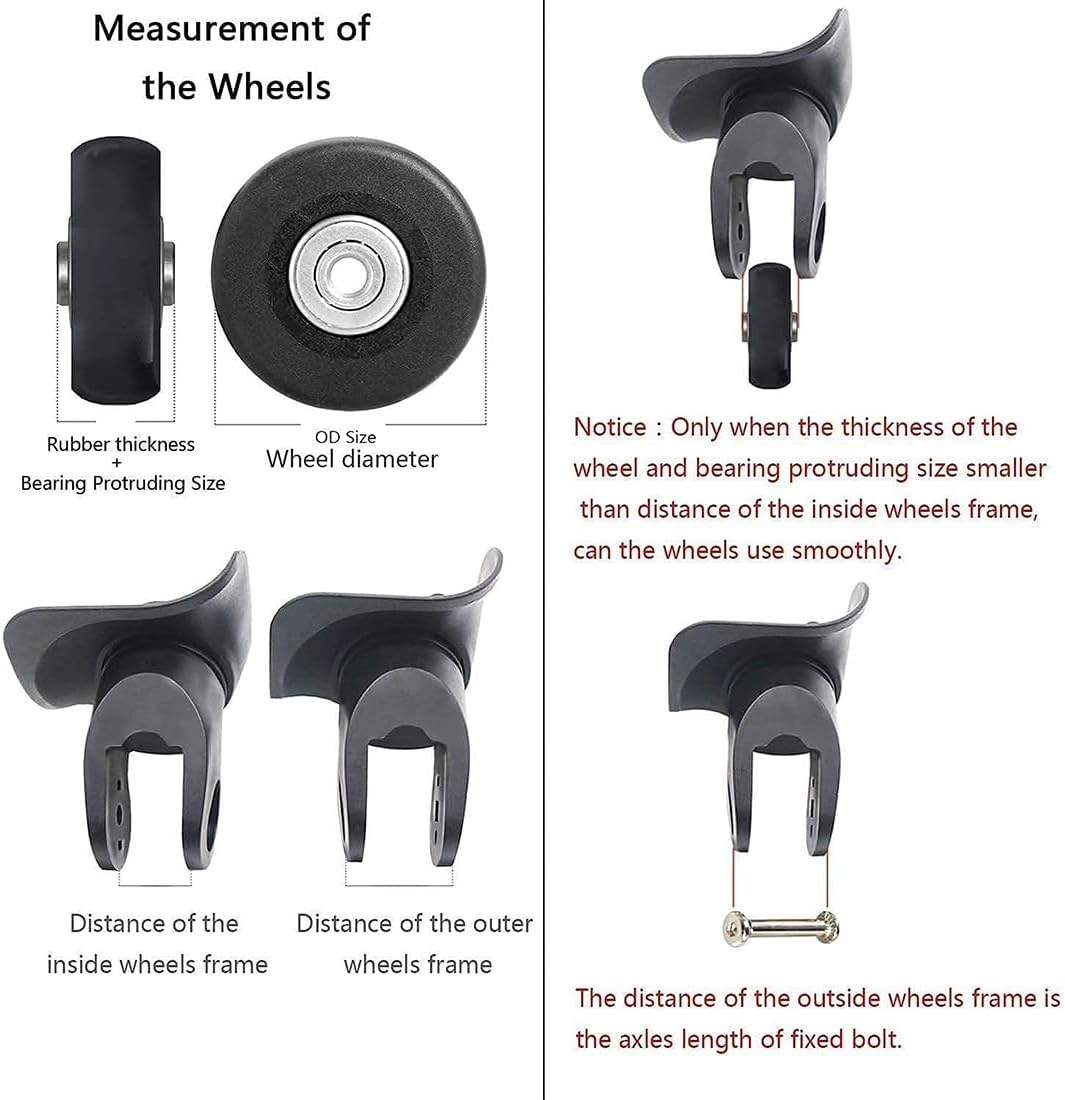 4 Wheels Wear-Resistant Mute Luggage Suitcase Replacement Wheels Rubber Swivel Caster Wheels Repair Kits (45Mm X 18Mm Set of 4) image number 1