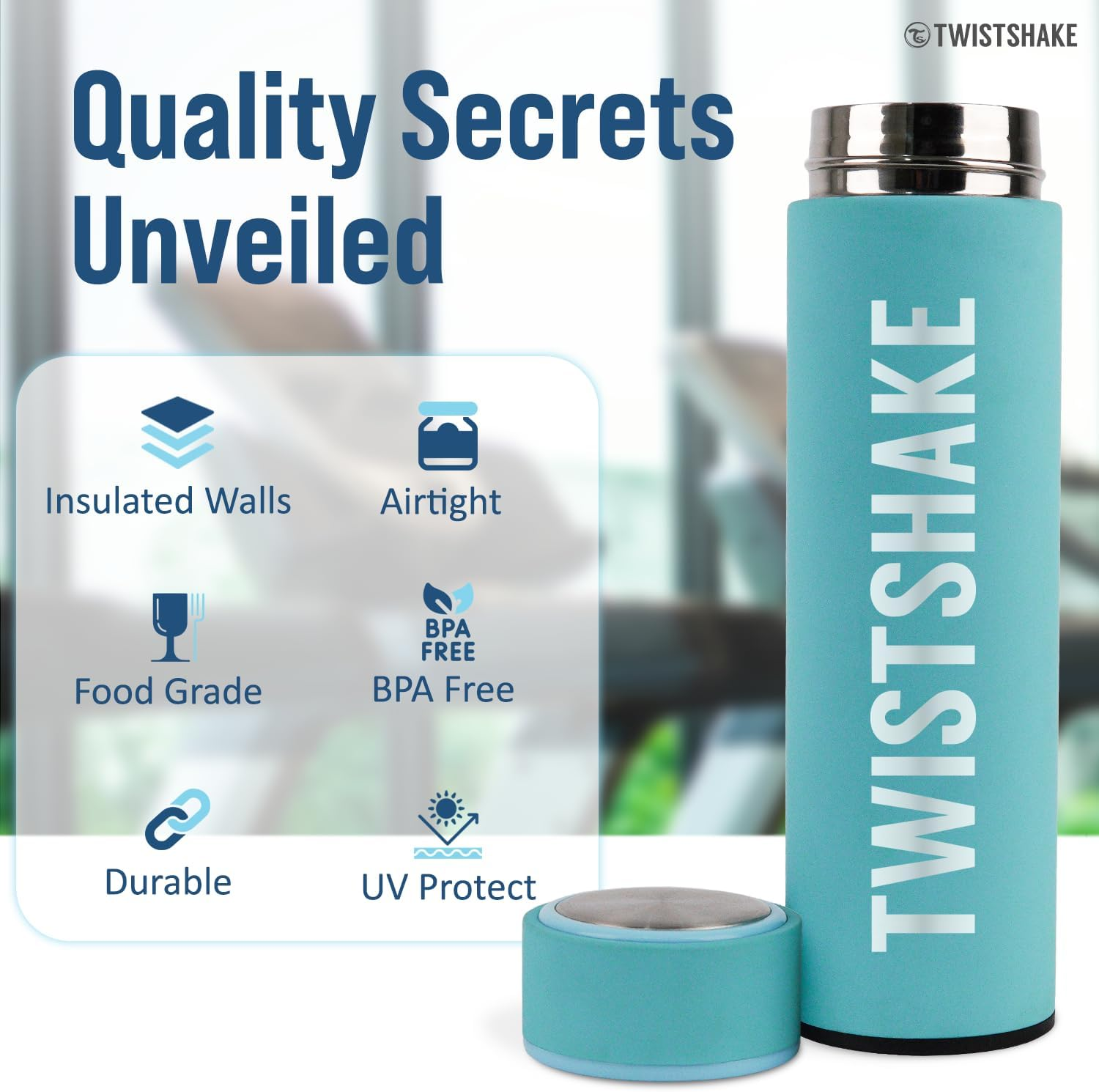 Twistshake Hot or Cold Insulated Flask - 420Ml | Stainless Steel Water Bottle with Double Layer Vacuum | Insulation up to 10 Hours | BPA Free Insulated Thermos | Pastel Blue - Black image number 5
