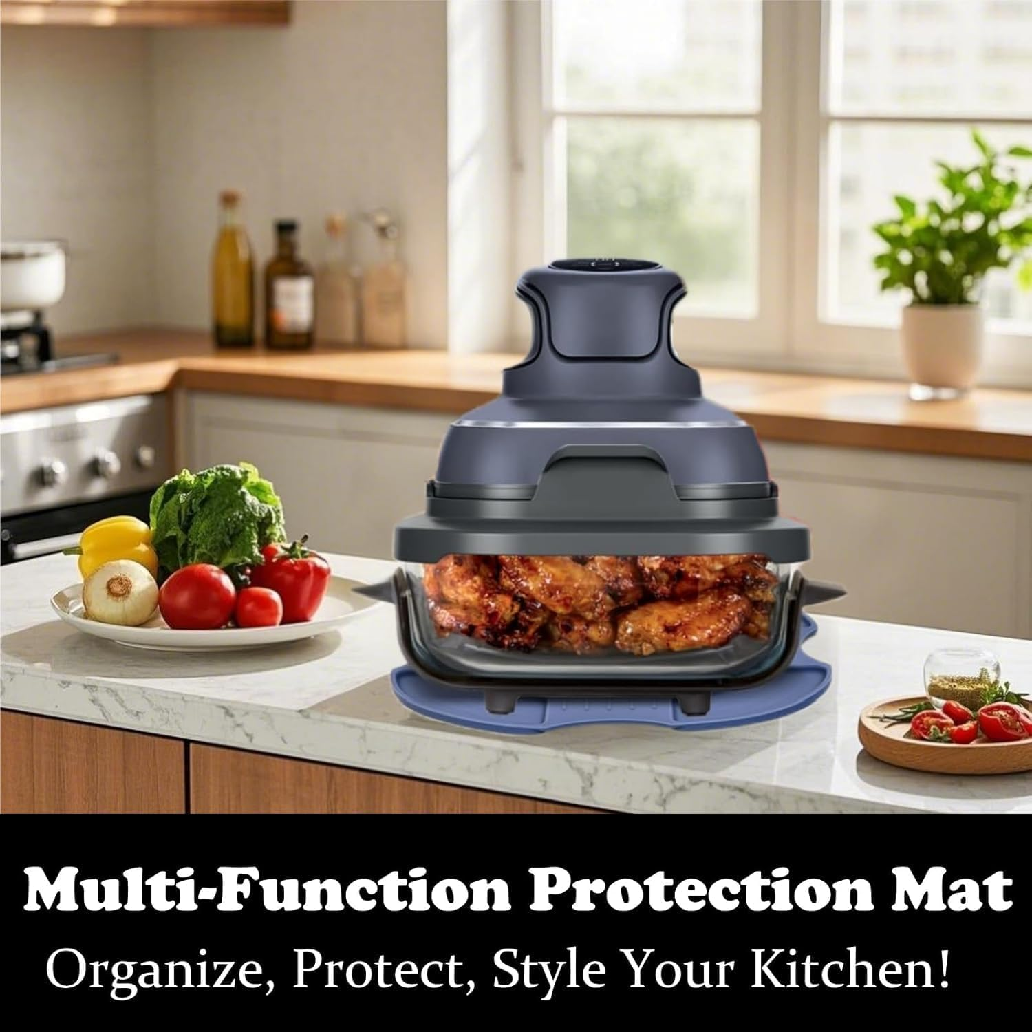 Tailored Ninja Crispi Powerpod Silicone Trivet &ndash; Hot Pads for Ninja Crispi Glass Air Fryer Accessories, Heat-Resistant, Non-Slip, Protection for Countertop, Fit Ninja FN101GY | FN101SG | FN101ST