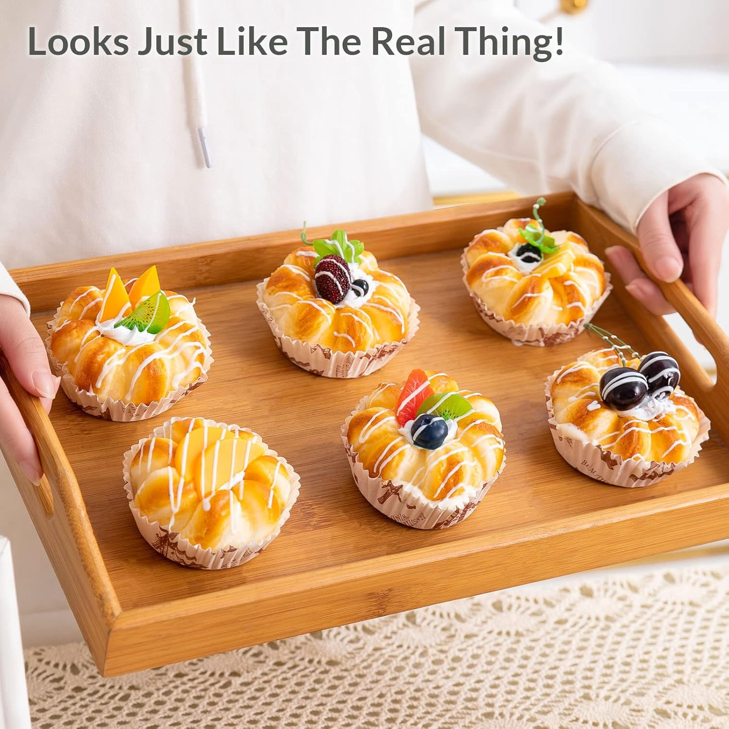 Fake Cupcakes, Artificial Cupcakes for Display, Faux Cake D&eacute;cor, Realistic Fake Artificial Food for Display, Fake Desserts Pastries for Decoration 6 Pack image number 6