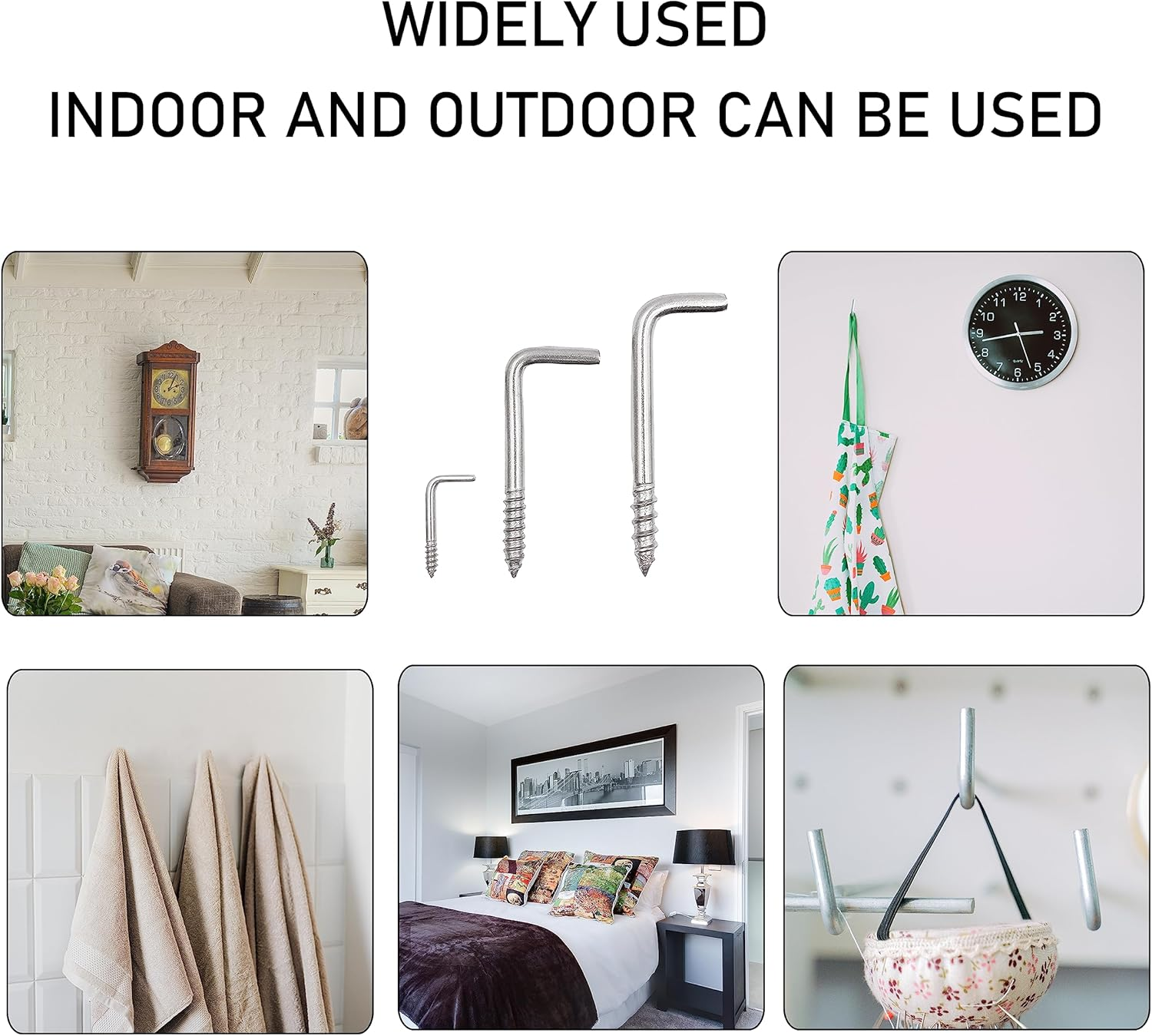 Soimuk 304 Stainless Steel 2 in Screw-In Hooks 50 Pcs, 7 Shapes, Right Angle Medal Hooks, L Shaped Screw Hooks for Hanging image number 5