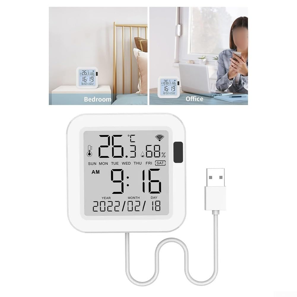 Smart Thermohygrometer Featuring 2 4Ghz WLAN Connection for Remote Indoor Temperature and Humidity Control via Smartphone App image number 1