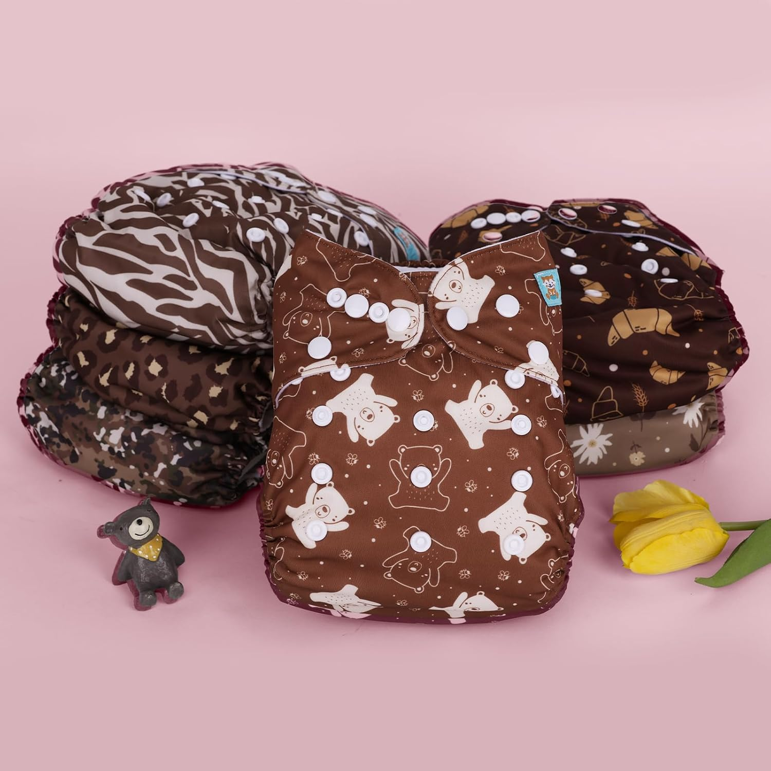 ALVABABY Baby Cloth Diaper 6 Packs with 30 Inserts Cloth Diaper Covers Adjustable Washable Reusable for Baby Girls Boys 6DM114-AU image number 6