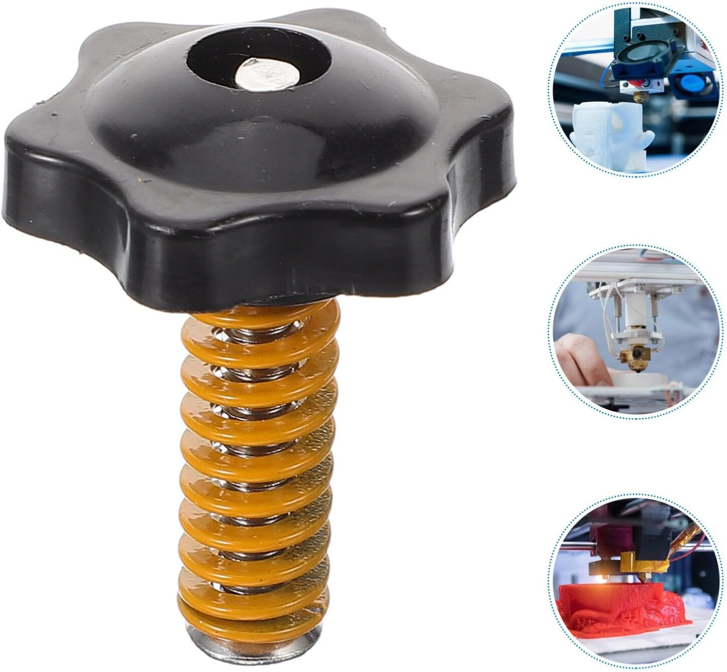 Iplusmile 4Pcs Hand Twist Leveling Nut Hot Bed Spring Kit, M5 X 40MM Screw Leveling Accessories for Most 3D Printer Hot Bed/Platform image number 1