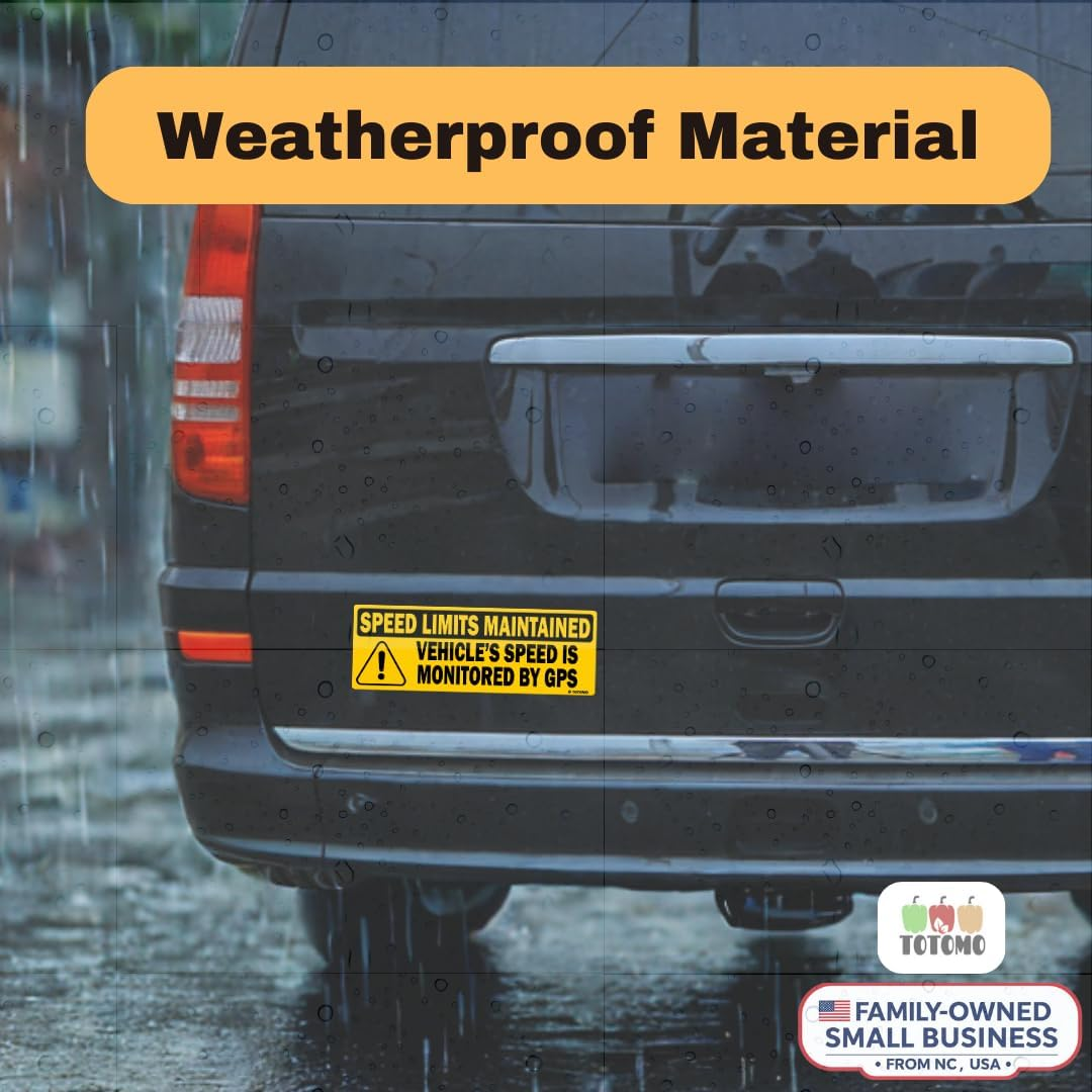 TOTOMO 2Pk Vehicle Speed Is Monitored by GPS Speed Limits Are Maintained Sticker 10"X3.5" Highly Reflective Premium Quality Car Safety Caution Sign #SDM-14 image number 3