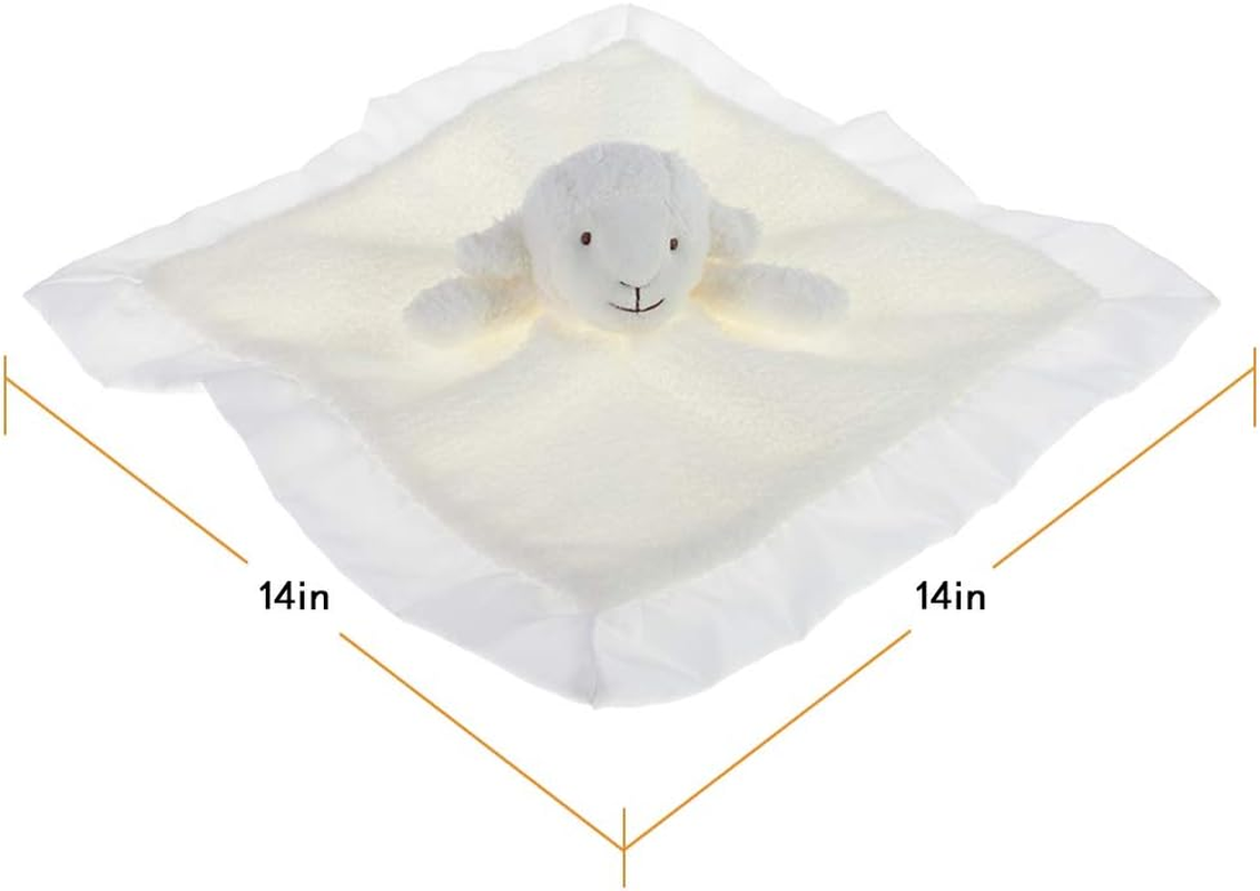 Apricot Lamb Stuffed Animals Soft Security Blanket White Lamb Infant Nursery Character Blanket Luxury Snuggler Plush(White Lamb, 14 Inches)