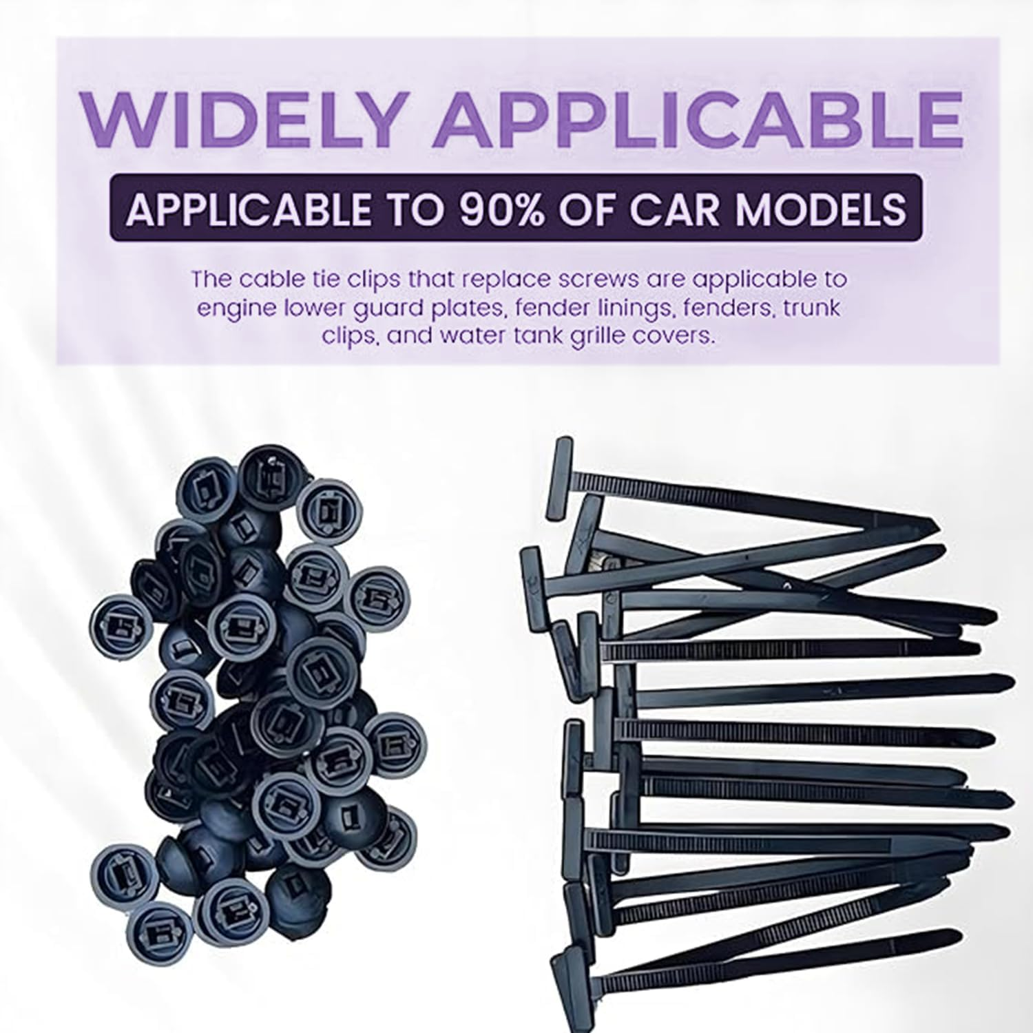 Roczential Nylon Universal Cable Tie Buckle, 100 PCS Pin and Button Zip Ties Self Locking, Bumper Retainer Clips Car Plastic Rivets Fasteners for Car Daily Repair (100Pcs)